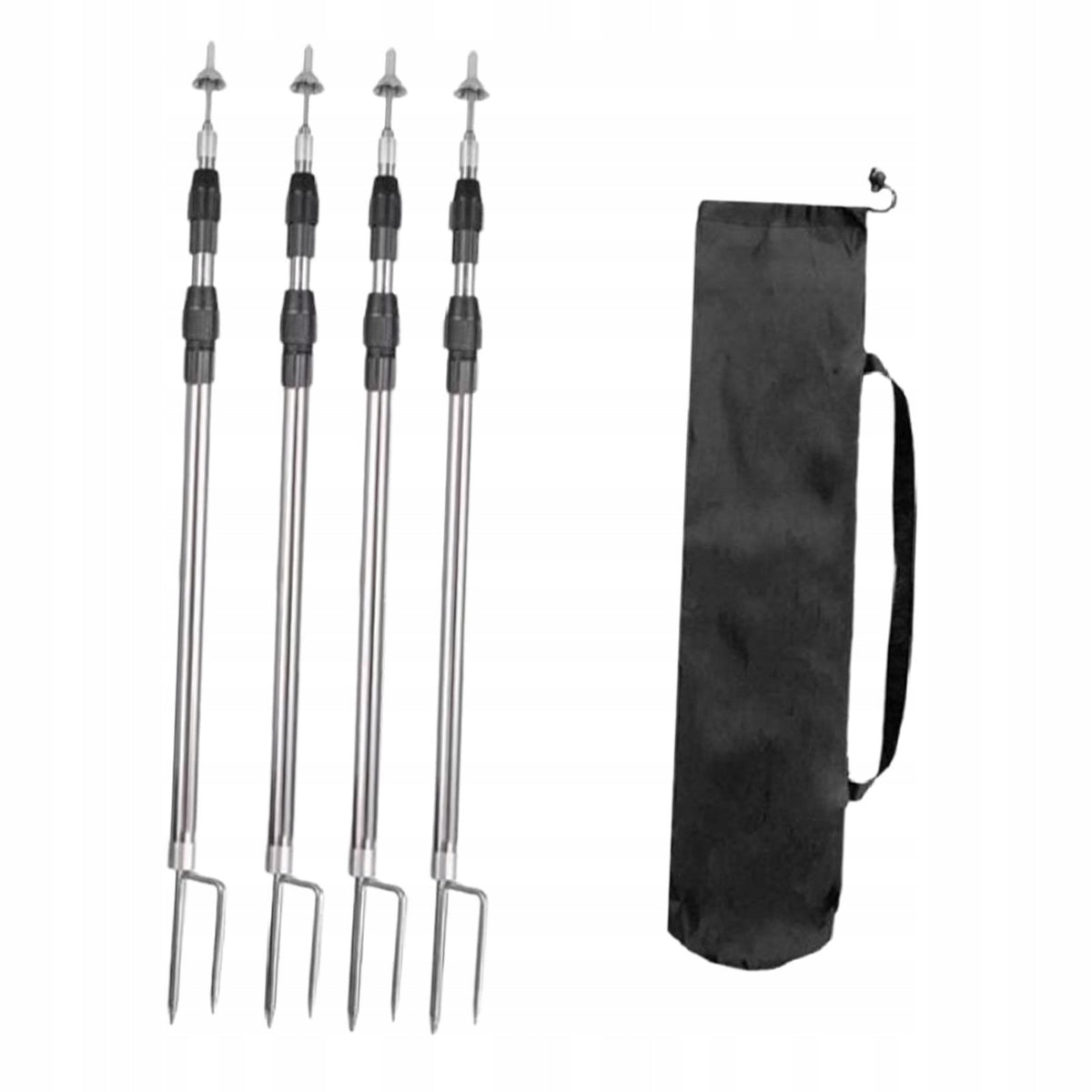 4x Tarp Poles Tent Rods Portable Multifunctional Universal Telescoping 2.1M Packaging status original