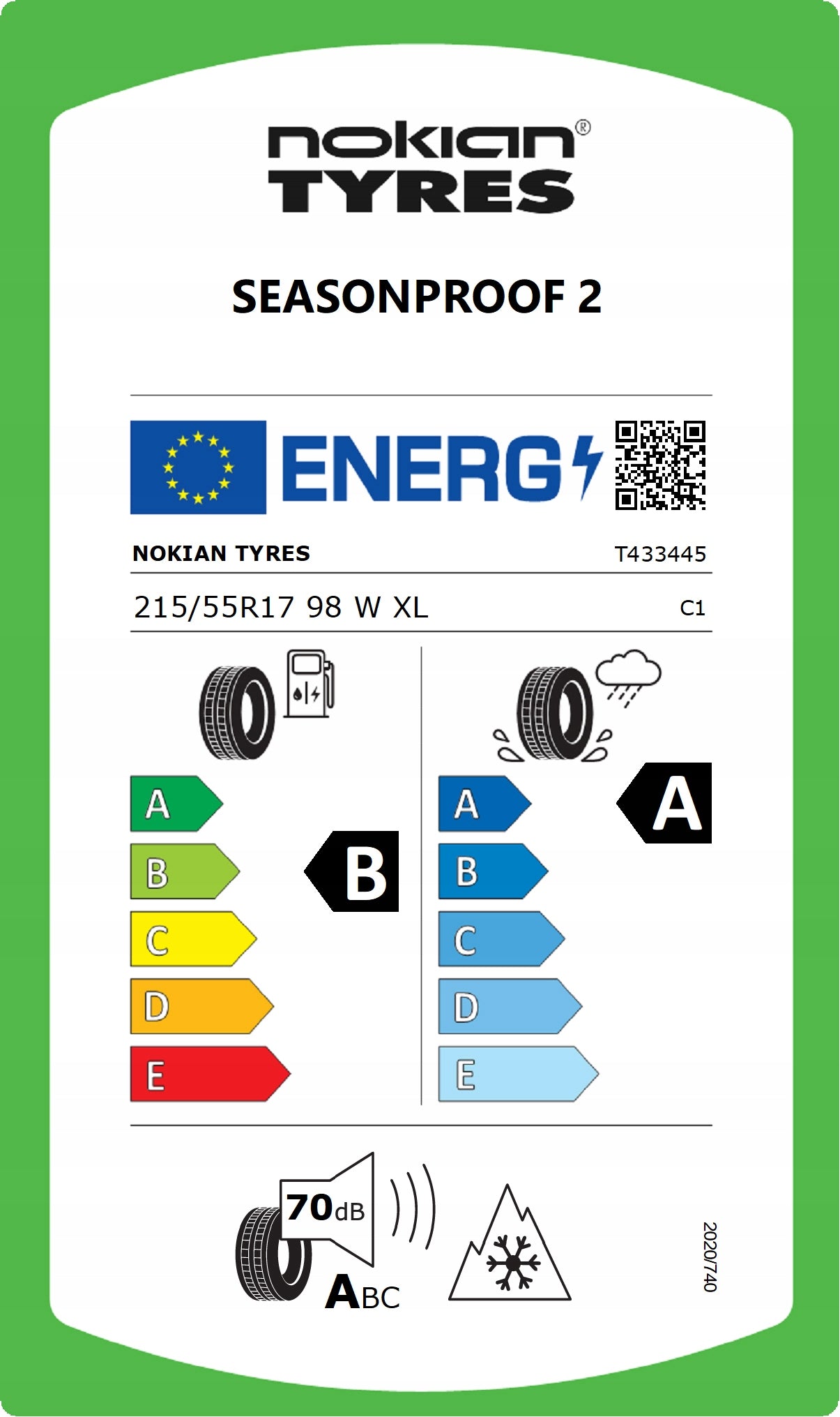 4x Tires 215/55R17 NOKIAN TYRES SEASONPROOF 2 98 W Number of tires offered set of 4 pcs.