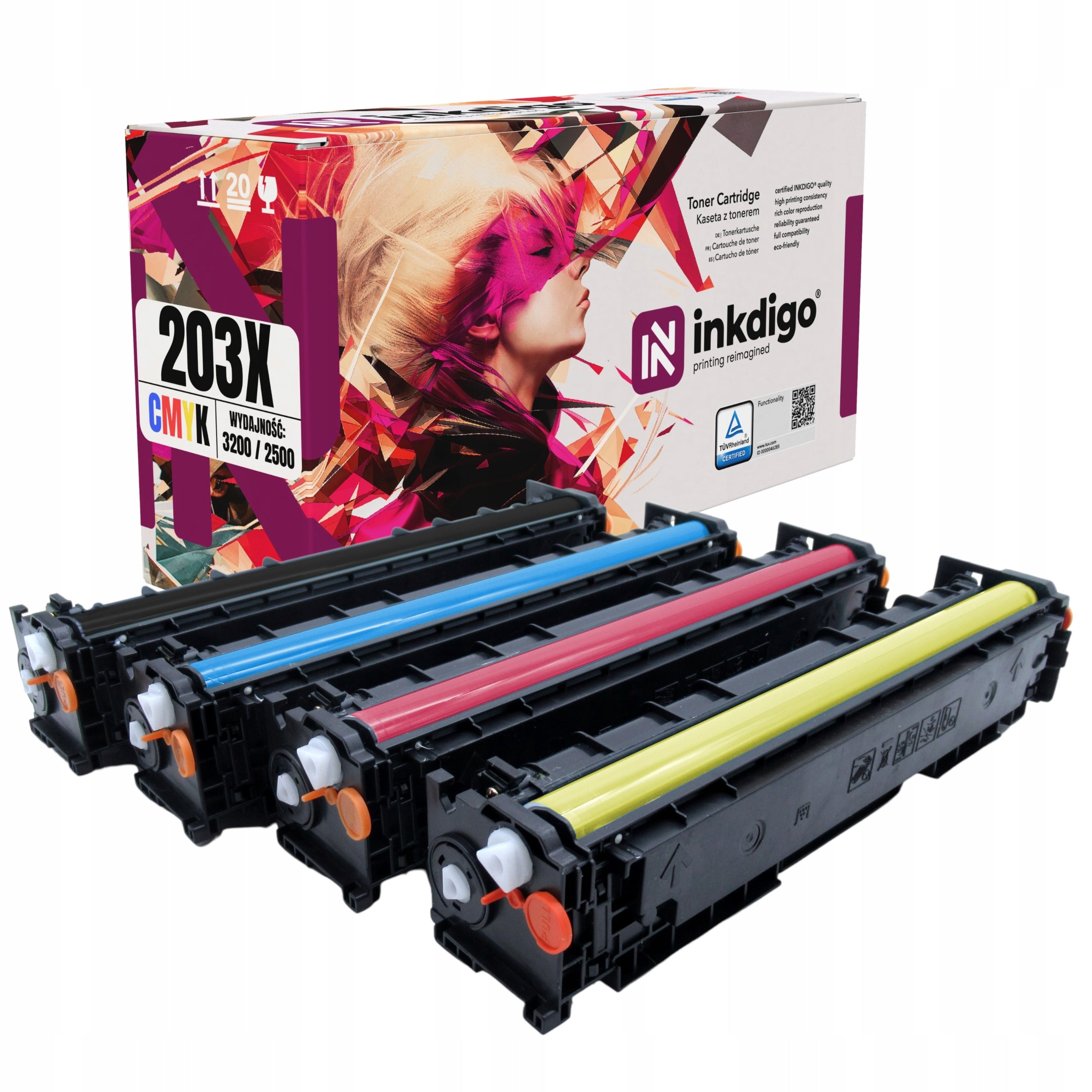 4x Toner 203X Replacement CF540X - CF543X for HP Color LaserJet PRO M254 M280