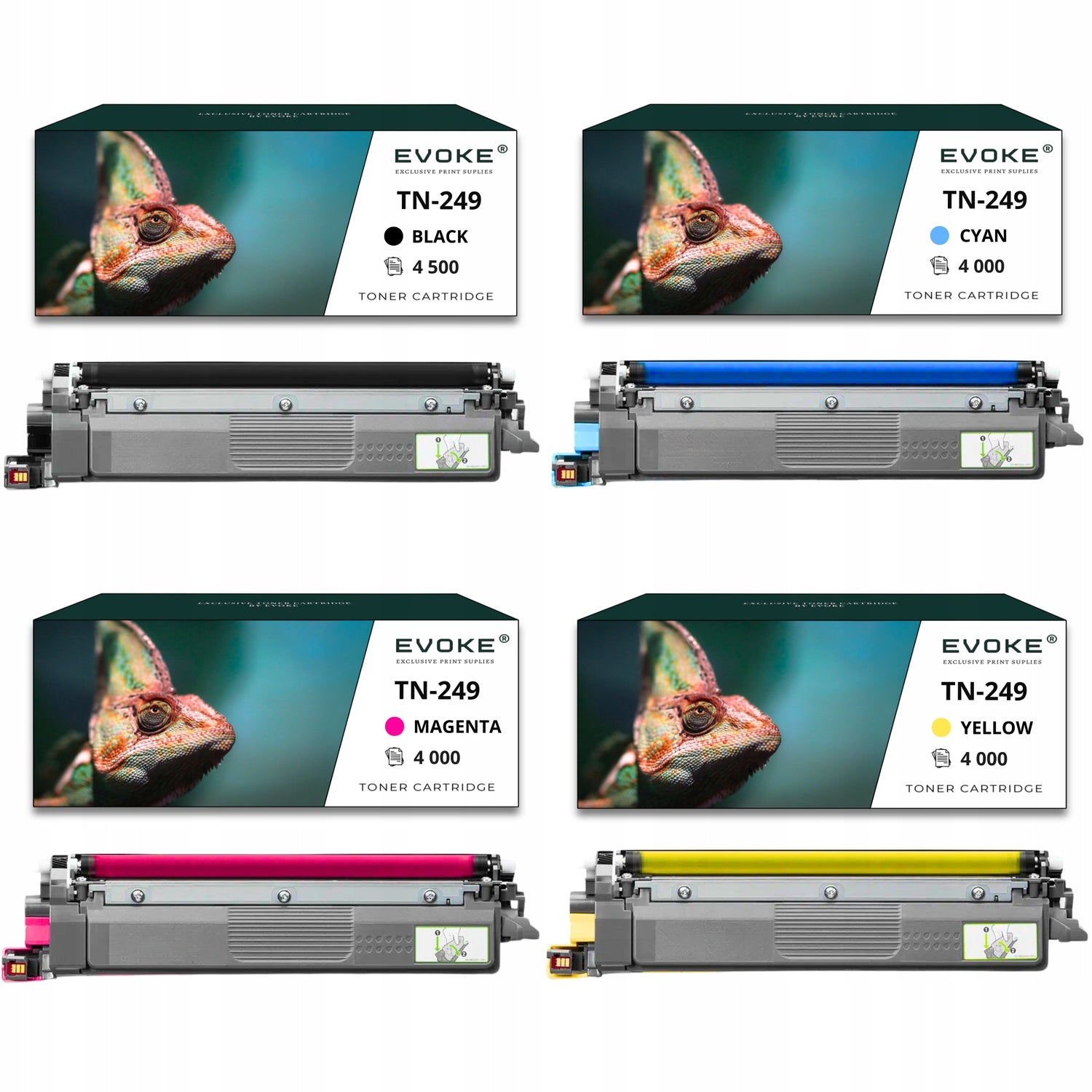 4x Toner cartridge for Brother TN249 CMYK XL printer | Set of four colours TN-249