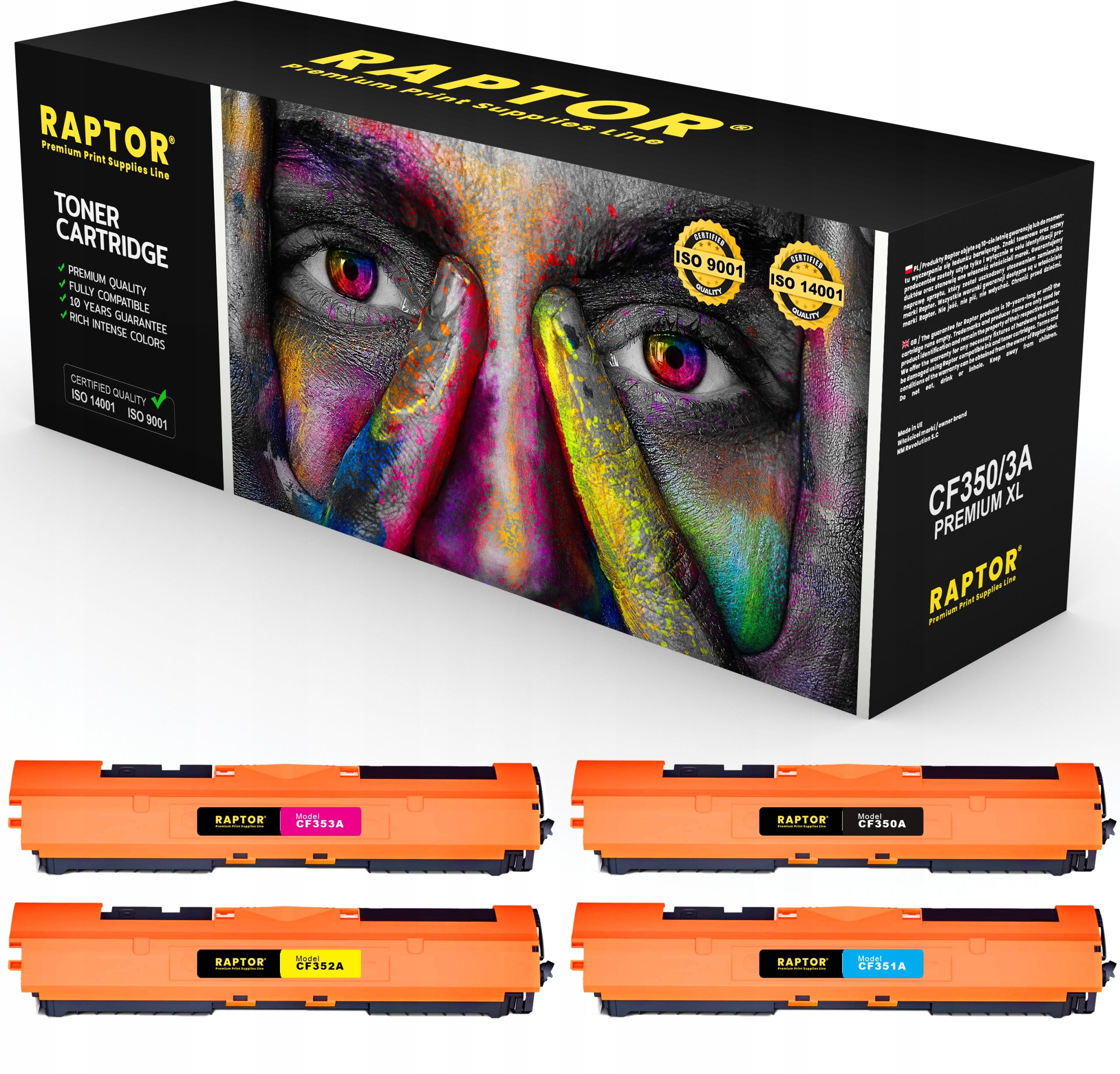 4x Toner cartridge for HP 130A Laserjet Pro MFP M176n M176nw M177fw M177fn EFFICIENT XL Color black red (magenta) blue (cyan) set yellow