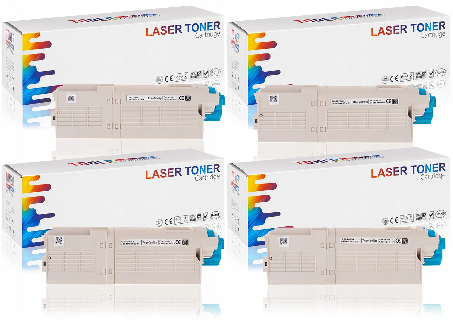 4x Toner cartridge for OKI 46490608 C532 C542 MC563 MC573