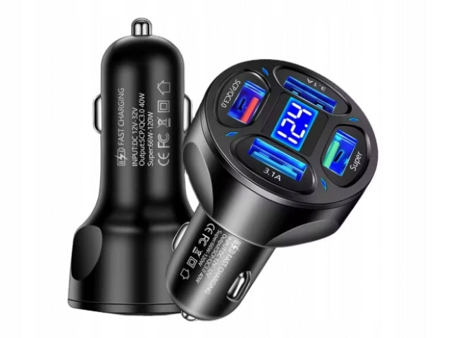4x USB 3A QC3.0 CAR CHARGER FAST CHARGING LED Manufacturer code la20