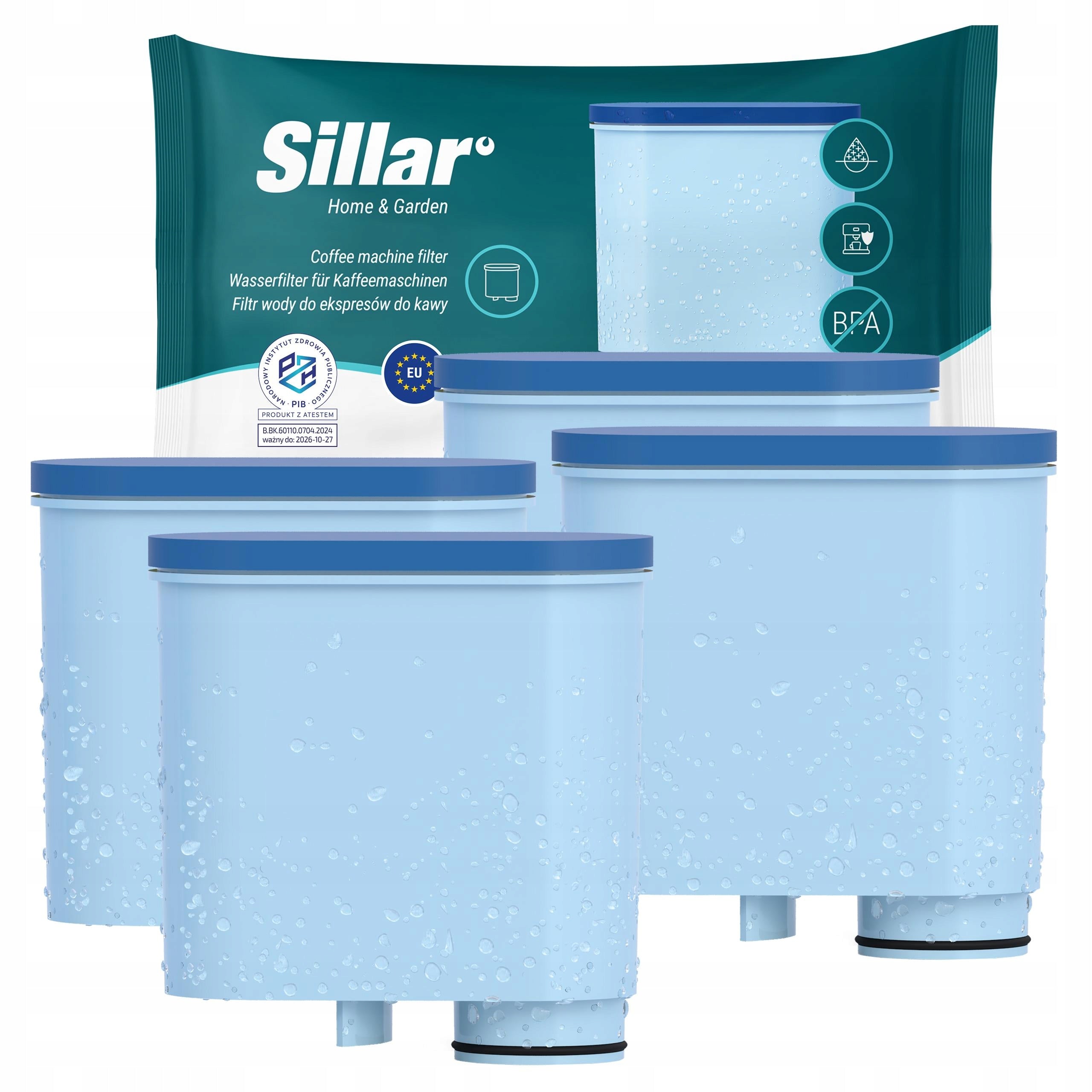 4x water filter for Saeco Philips LatteGo 5400 3200 2200 cartridge Sillar