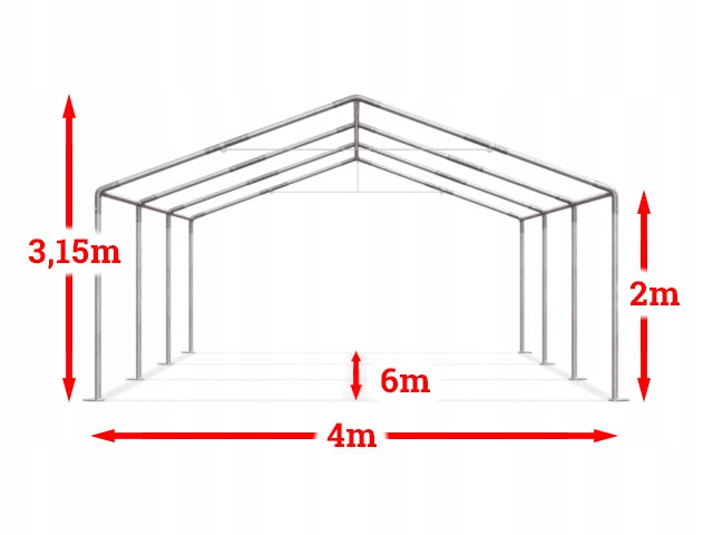 4x6m 2-3,15m Garden Event Tent Pavilion - VARIOUS COLORS Width 4 m