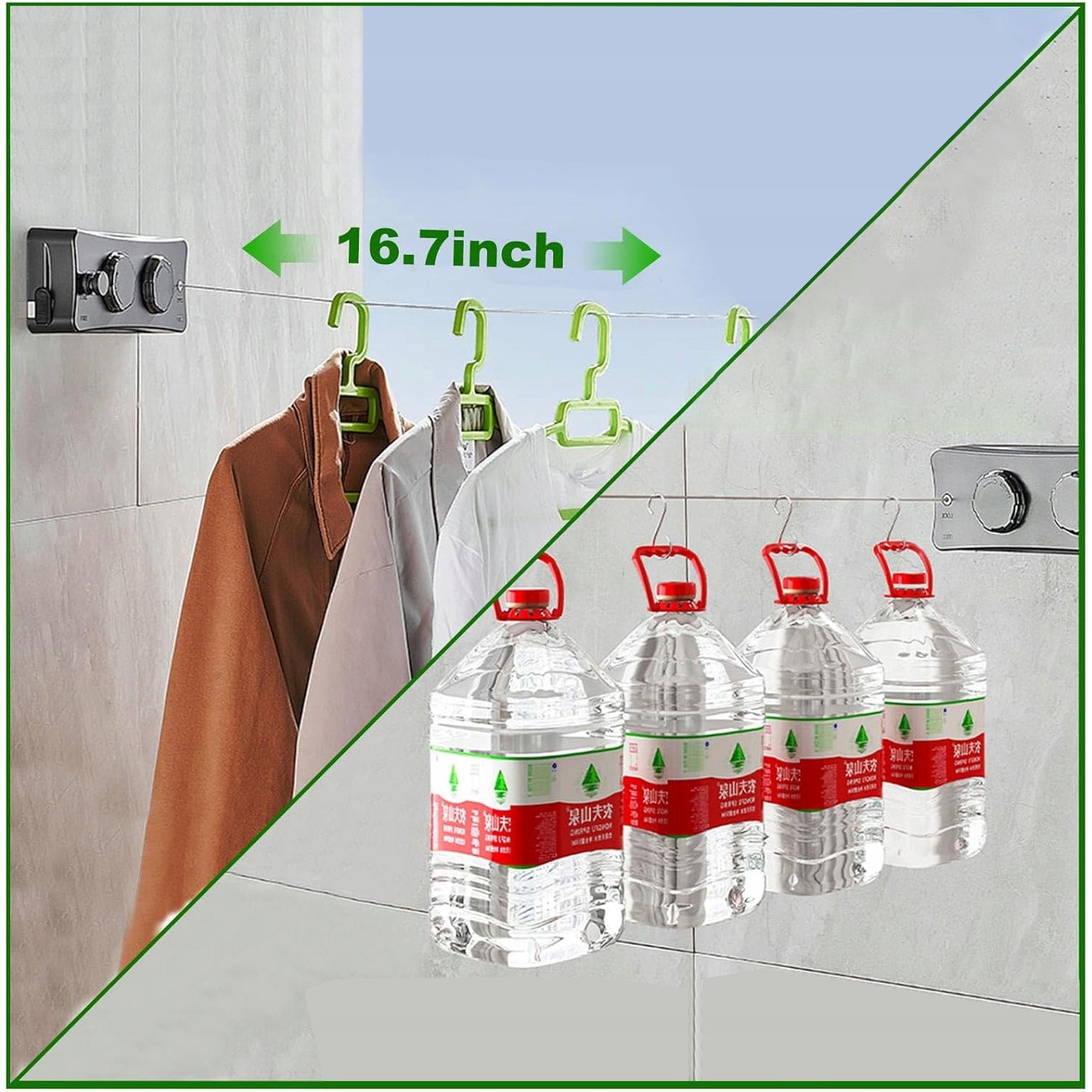 5.1M EXTENDABLE LAUNDRY LINE WITH ROTARY DRYING TENSIONER DOUBLE DRAWING Product weight with unit packaging 0.9 kg