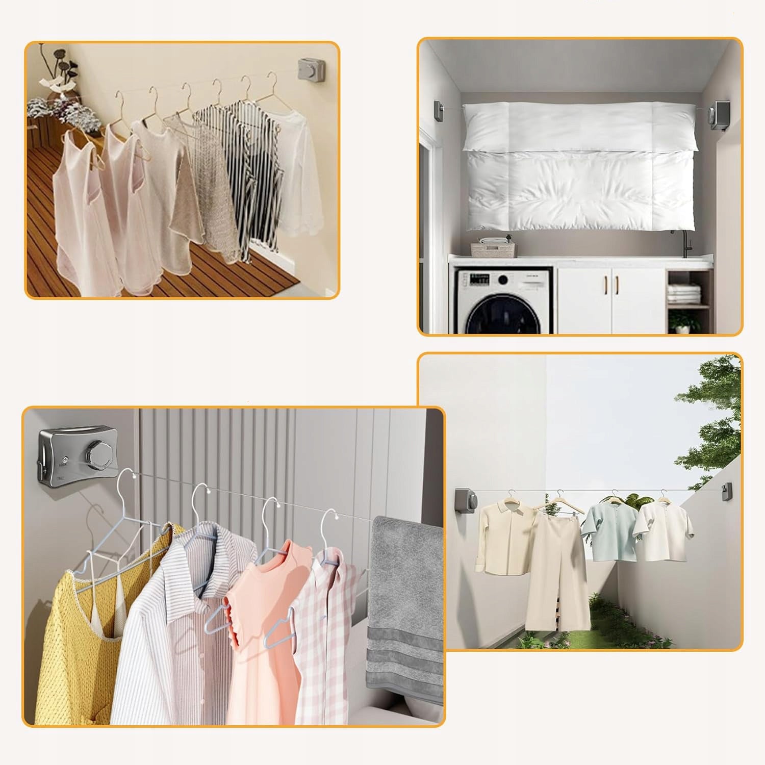 5.1M EXTENDABLE LAUNDRY LINE WITH ROTARY DRYING TENSIONER DOUBLE DRAWING Total height 8.8 cm