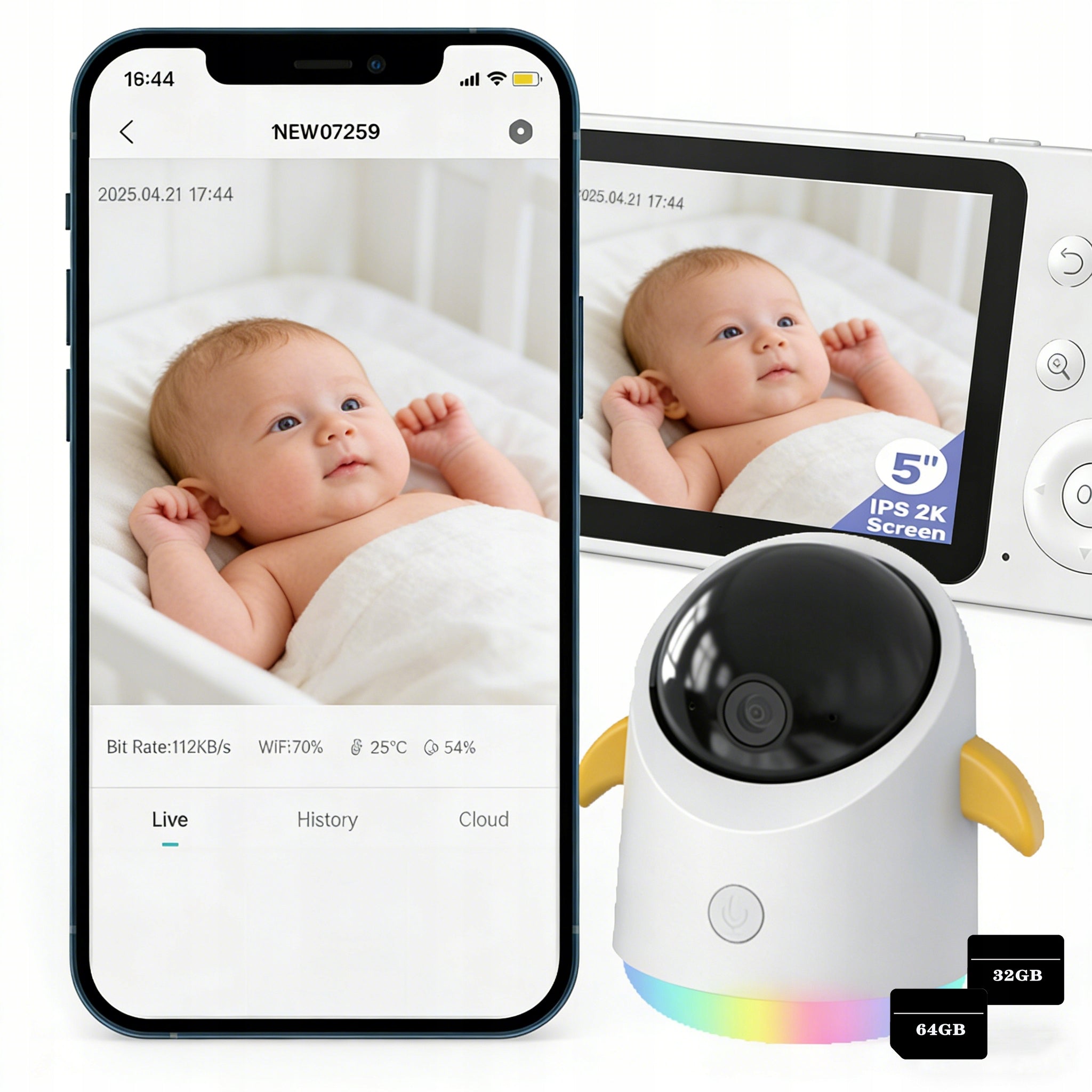 5" 2K BABY MONITOR HOME WIFI CAMERA IP ROTATING 4XZOOM 360° PTZ