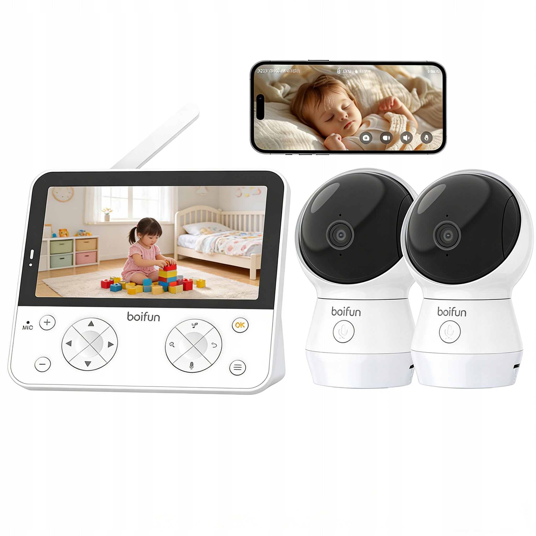 5,5" split screen baby monitor with 2 cameras HD night vision