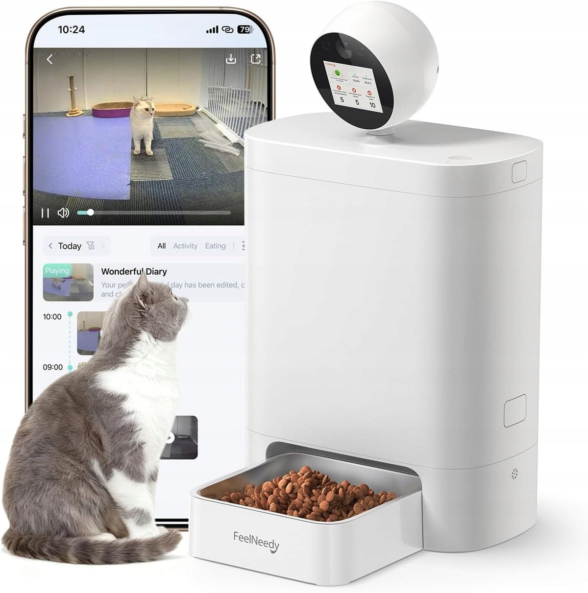 5,5L AUTOMATIC FOOD DISPENSER WITH 360° CAMERA AND APPLICATION
