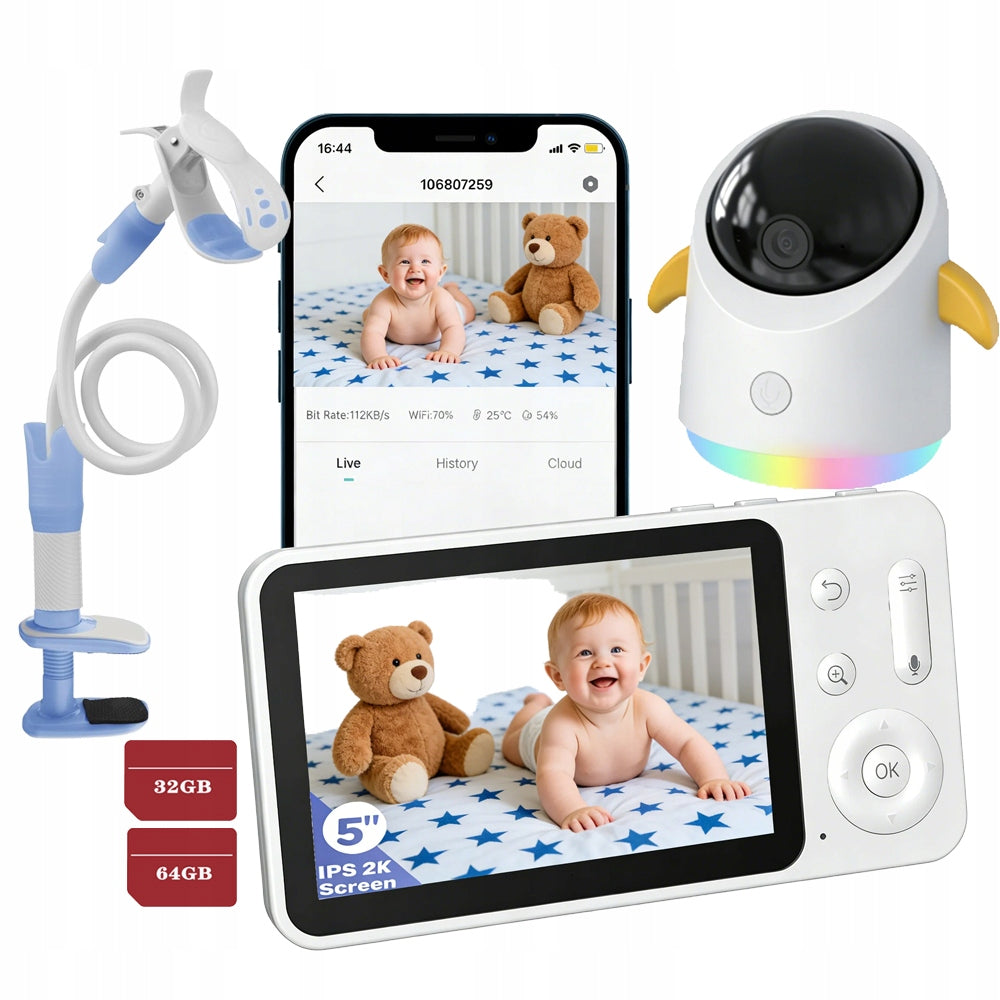 5" BABY MONITOR HOME WIFI CAMERA ROTATING AUTOMATIC PTZ TRACKING WITH Bracket