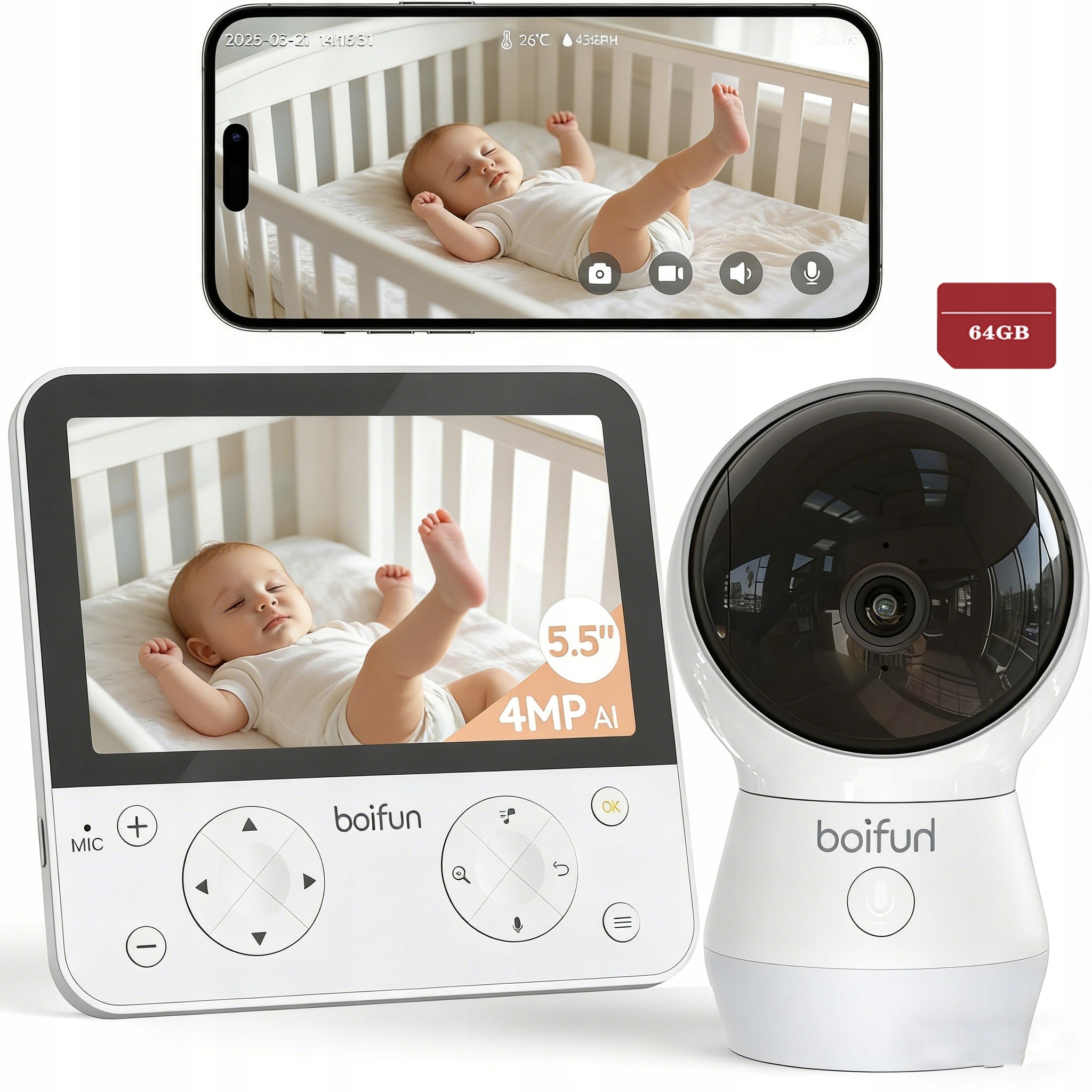 5" Baby Monitor with Camera and Sound, Electronic Video Baby Monitor