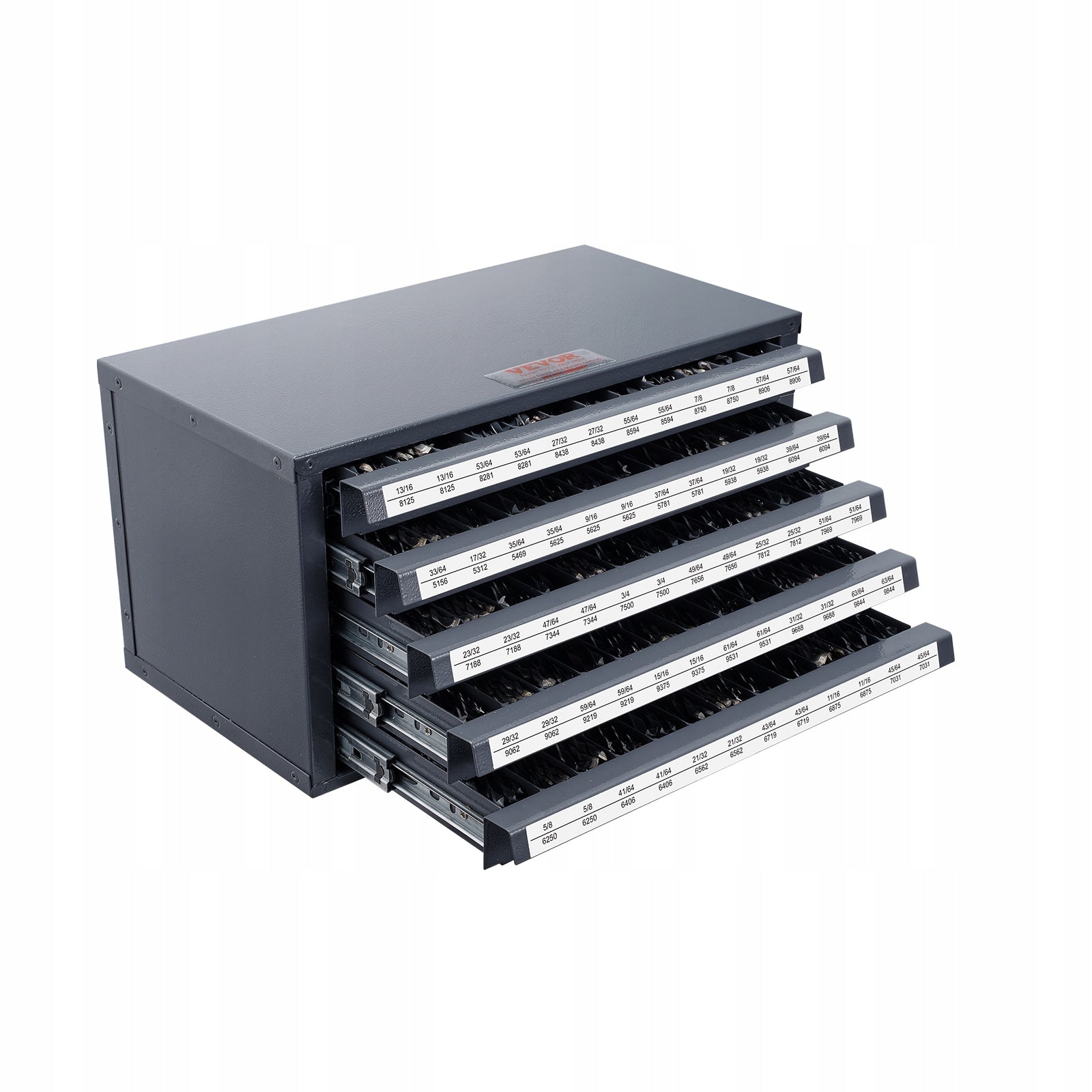 5-Drawer Drill Bit Dispenser Cabinet 33/64-63/64" Steel Stackable Labels
