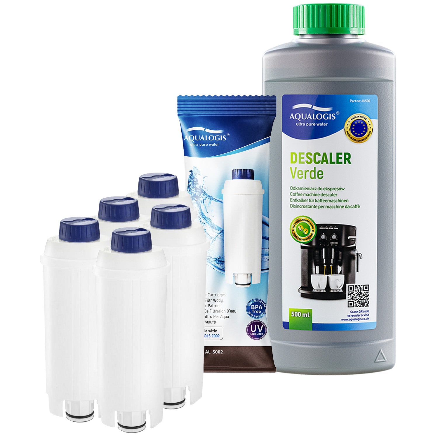 5 FILTER for DELONGHI DINAMICA 1 x POWERFUL DESCALER 500 ml