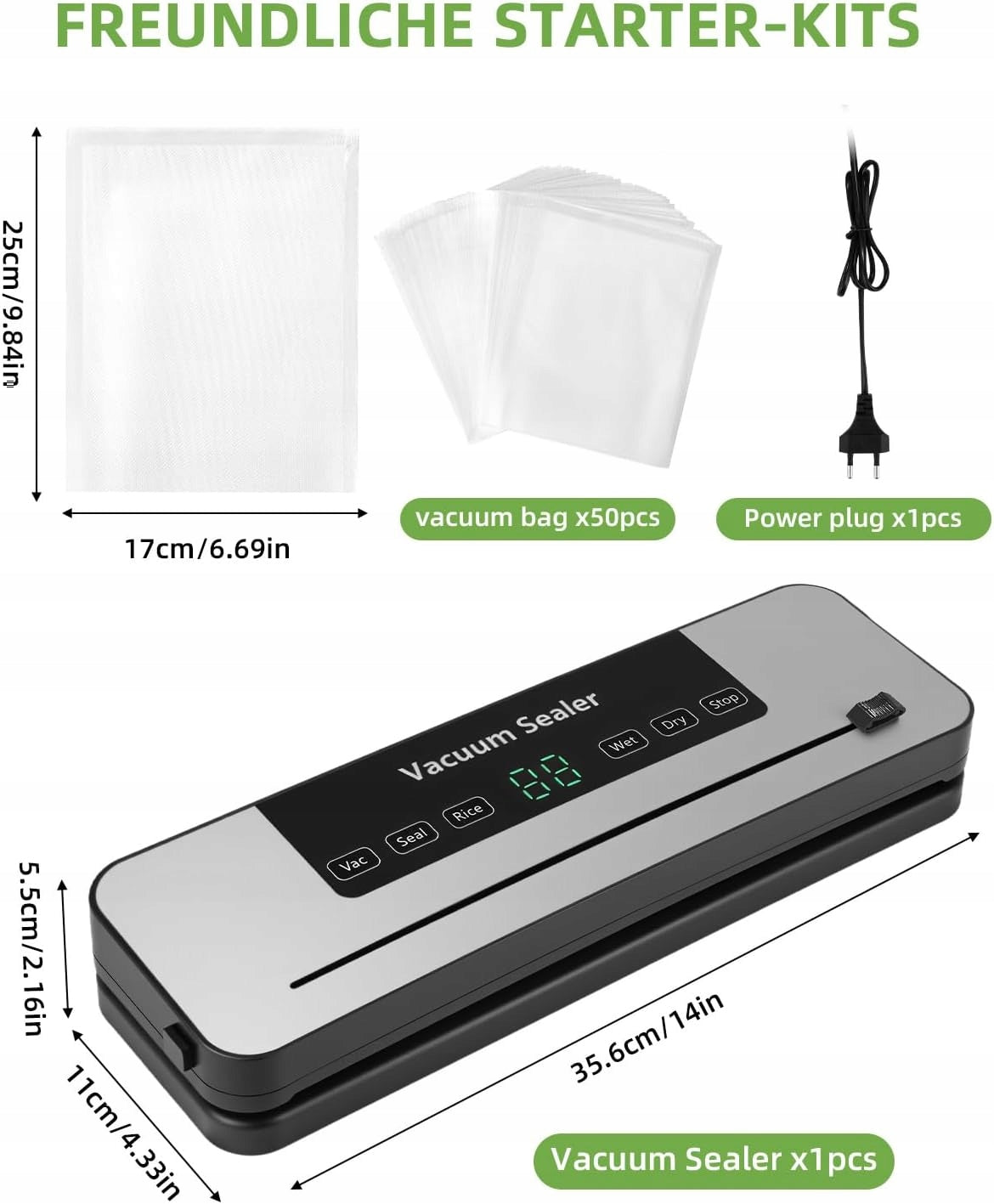 5 IN 1 FOOD VACUUM WELDING MACHINE WITH 50 LED VACUUM BAGS Brand Non