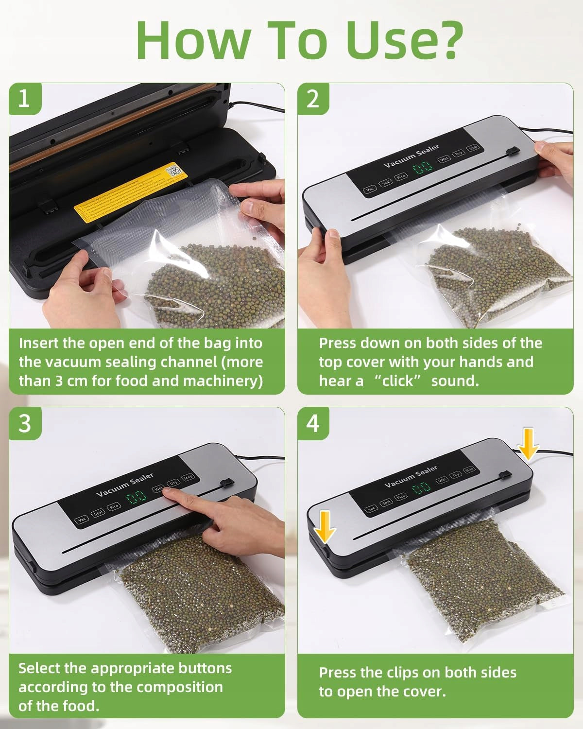 5 IN 1 FOOD VACUUM WELDING MACHINE WITH 50 LED VACUUM BAGS Model 1