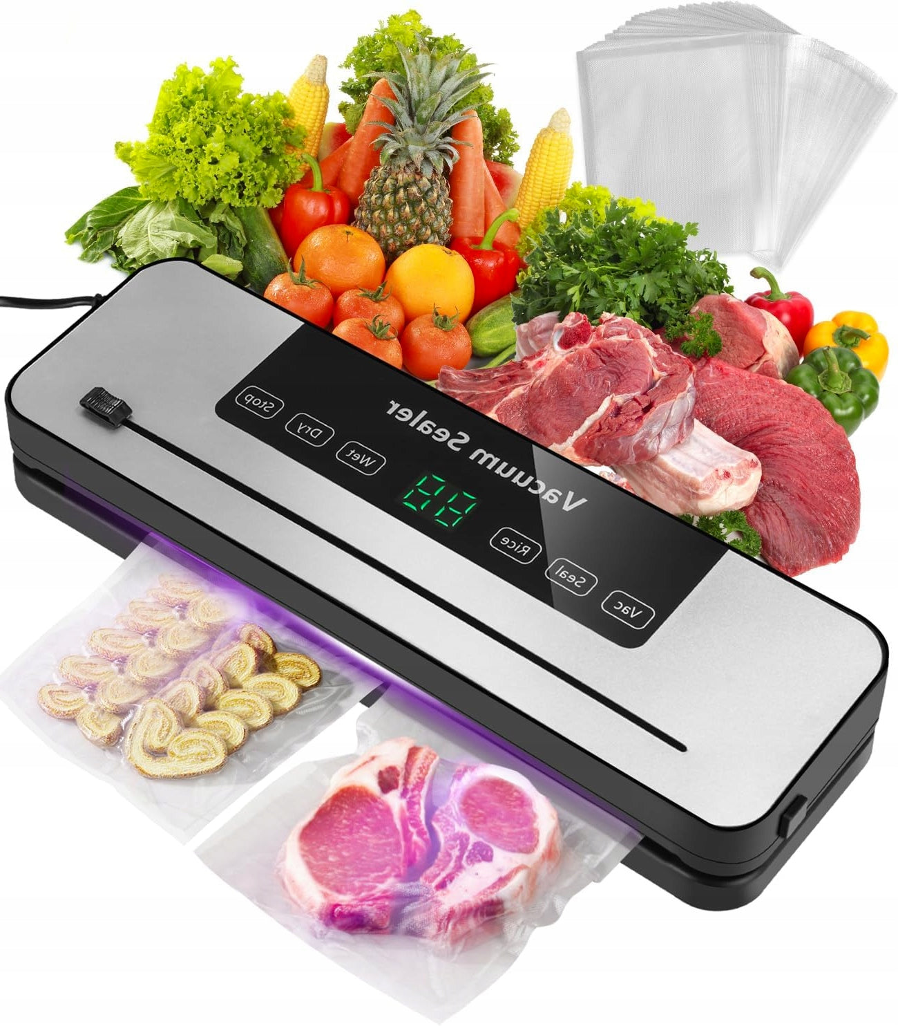 5 IN 1 FOOD VACUUM WELDING MACHINE WITH 50 LED VACUUM BAGS