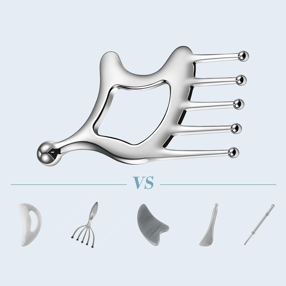 5 IN 1 GUA SHA PLATE MASSAGER FOR FACE MASSAGE SCALP STAINLESS STEEL Brand Zgeer