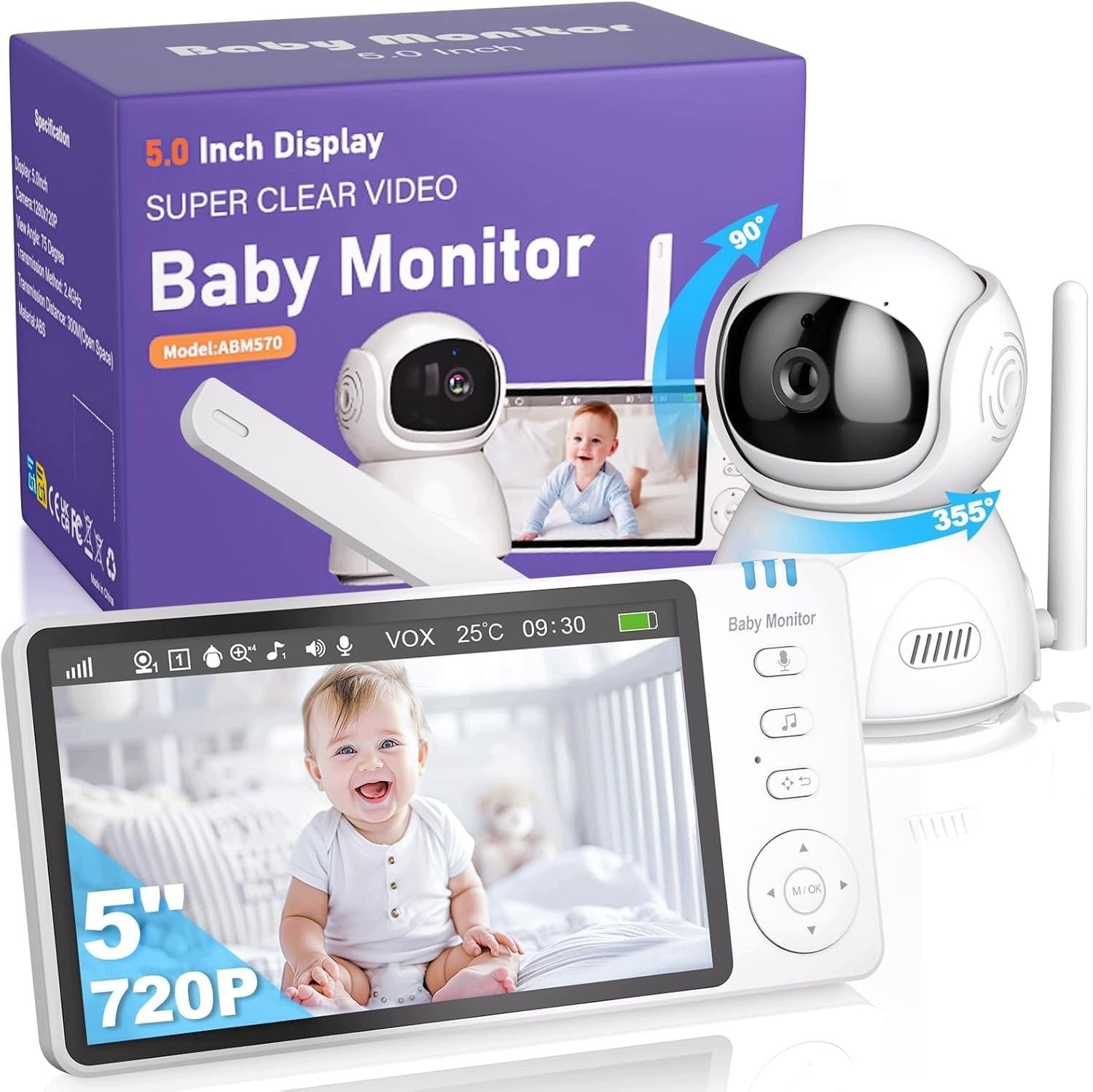 5 INCH BABY MONITOR WITH VOX CAMERA 4X ZOOM FEEDING ALARM