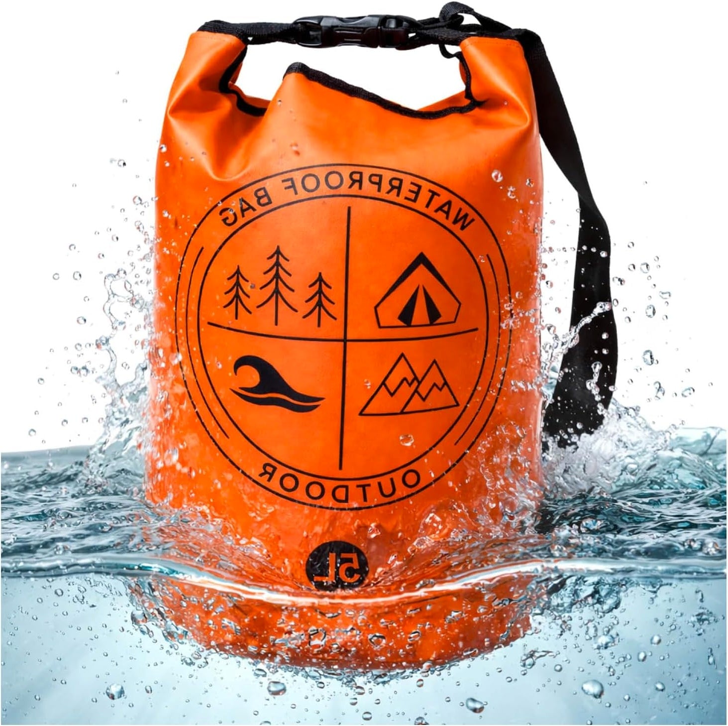 5 L WATERPROOF OUTDOOR BAG WITH ROLL-UP CLOSURE AND STRAP