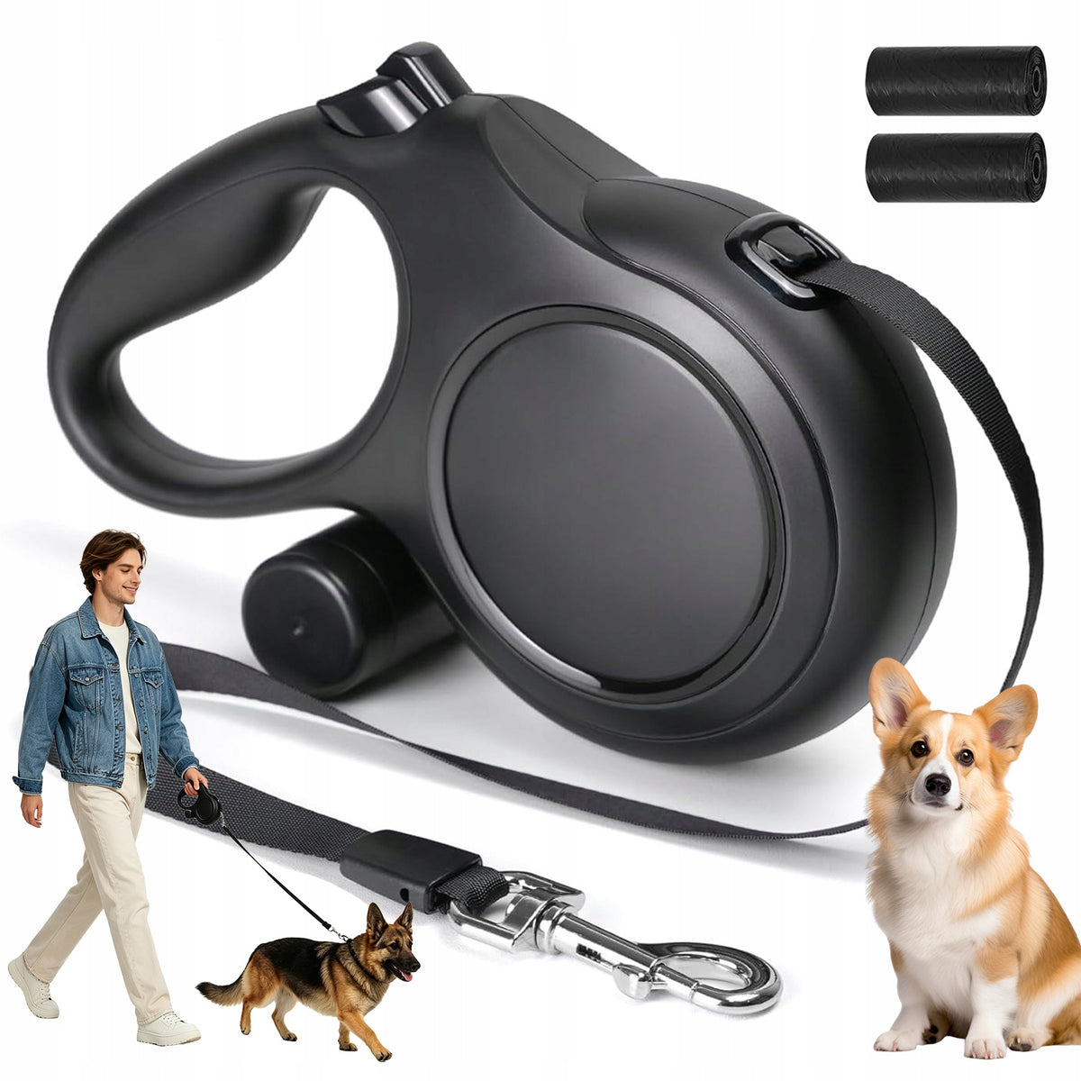 5 M DOG LEASH WITH LOCK AND SWIVEL CARABINER 360°