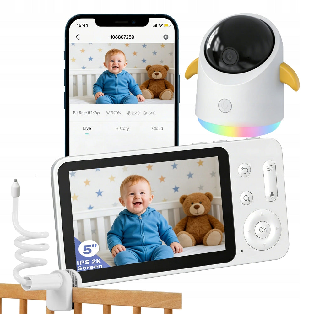 5" NANNY HOME WIFI CAMERA ROTATING CRY MOTION SOUND DETECTION 360°PTZ