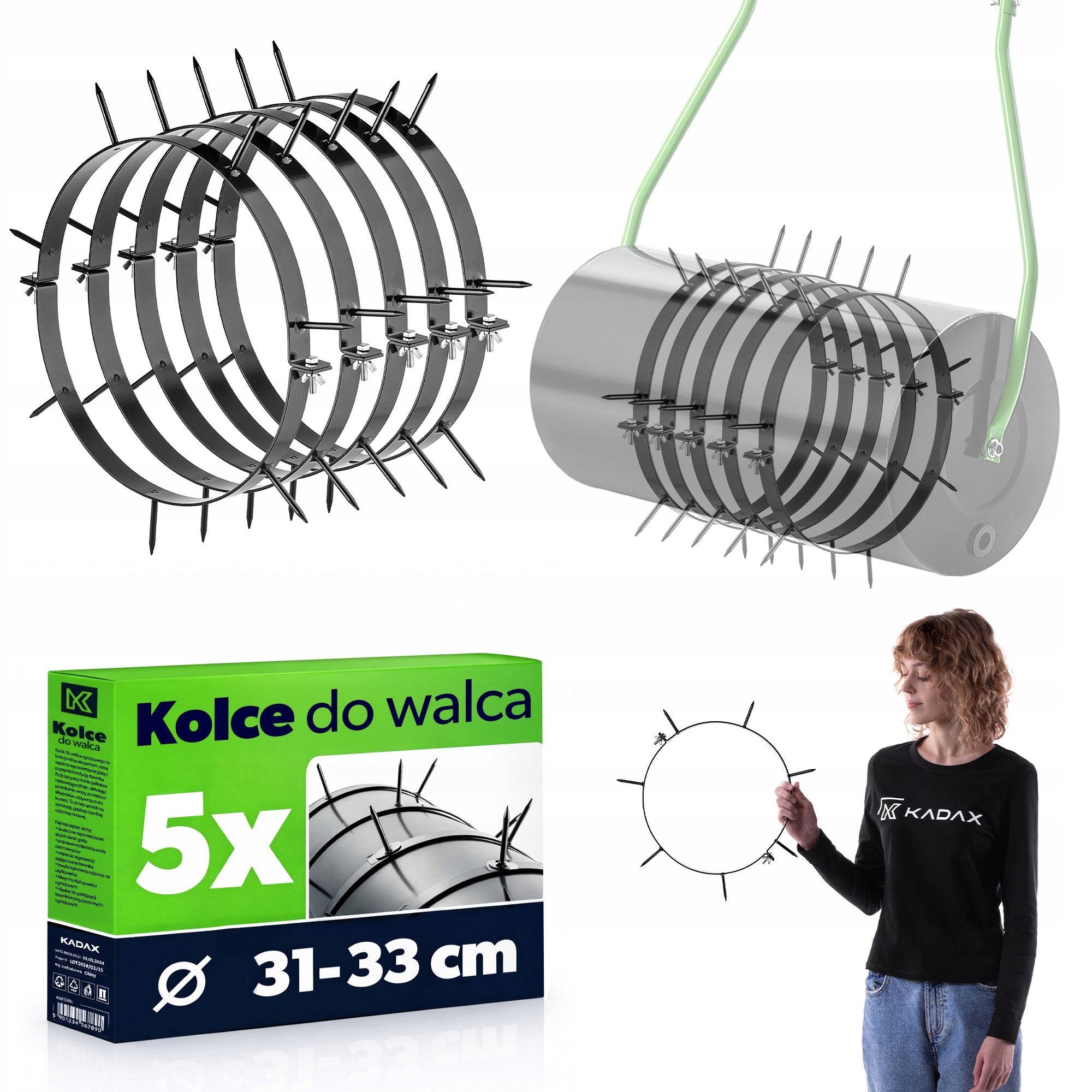 5 PCS GARDEN ROLLER SPIKES HANDRAILS FOR ARREST FRAME RING SET