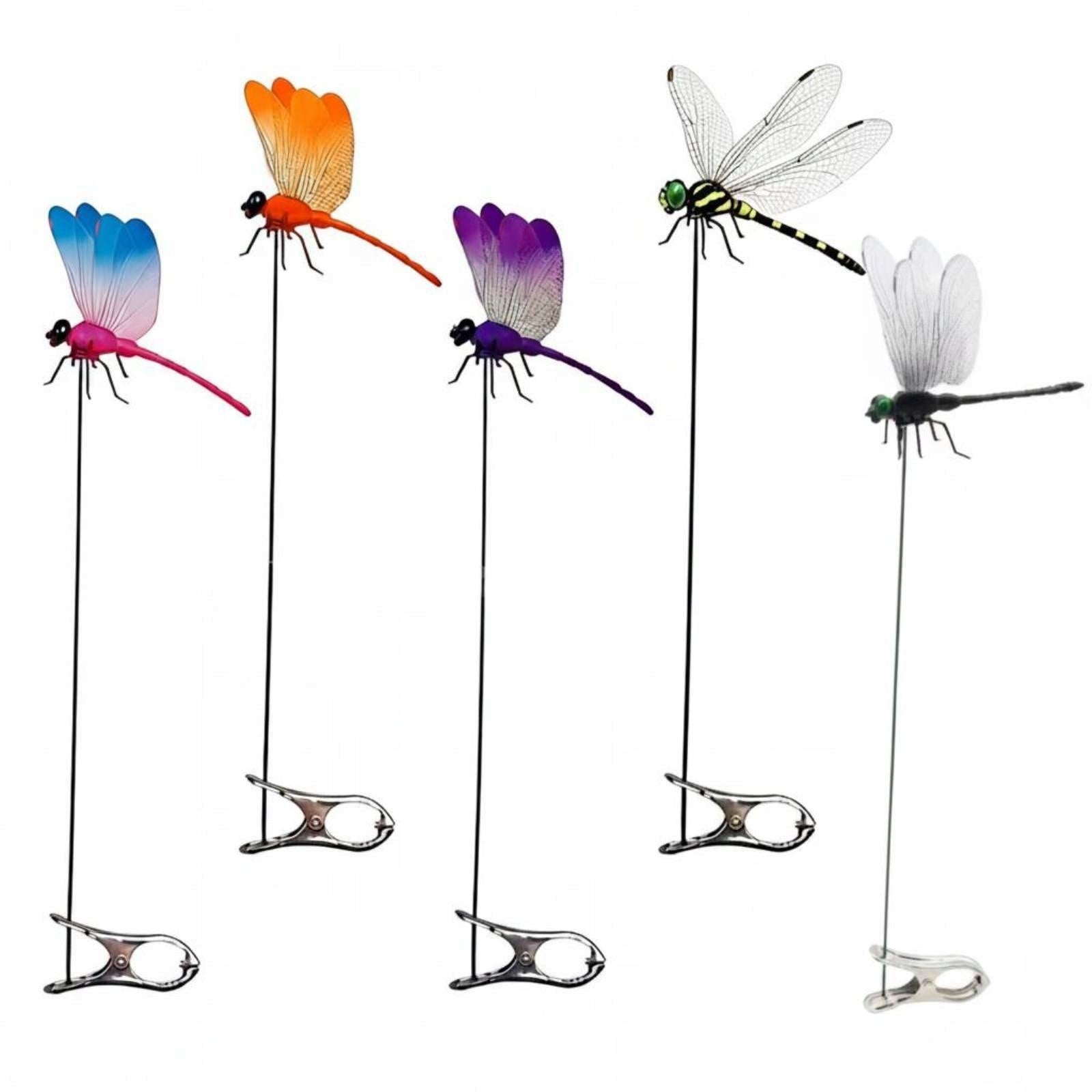 5 Pieces Dragonfly Clip Deterrent Fake Dragonfly Ornament Fly Multicolor