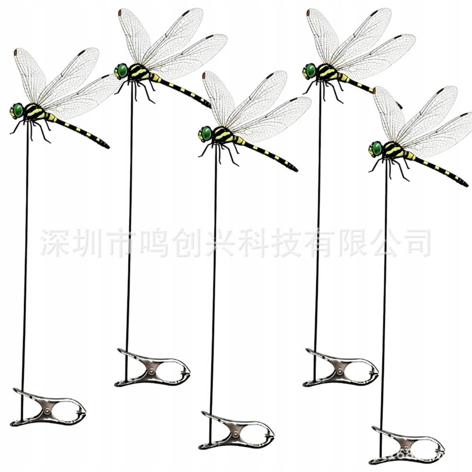 5 Pieces Dragonfly Clip Deterrent Fake Dragonfly Ornament Fly Yellow Black