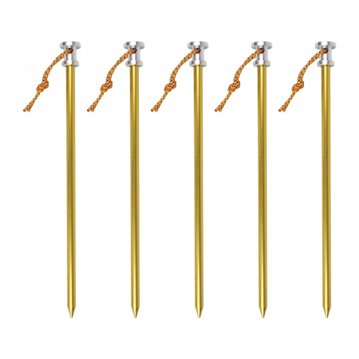 5 Pieces Screw in Tent Stakes, Ground Stakes with Rope, Ground Golden