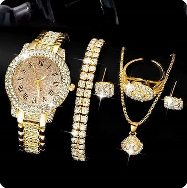 5 SET WOMEN watch,necklace,earrings, bracelet, ring GDTZ017251