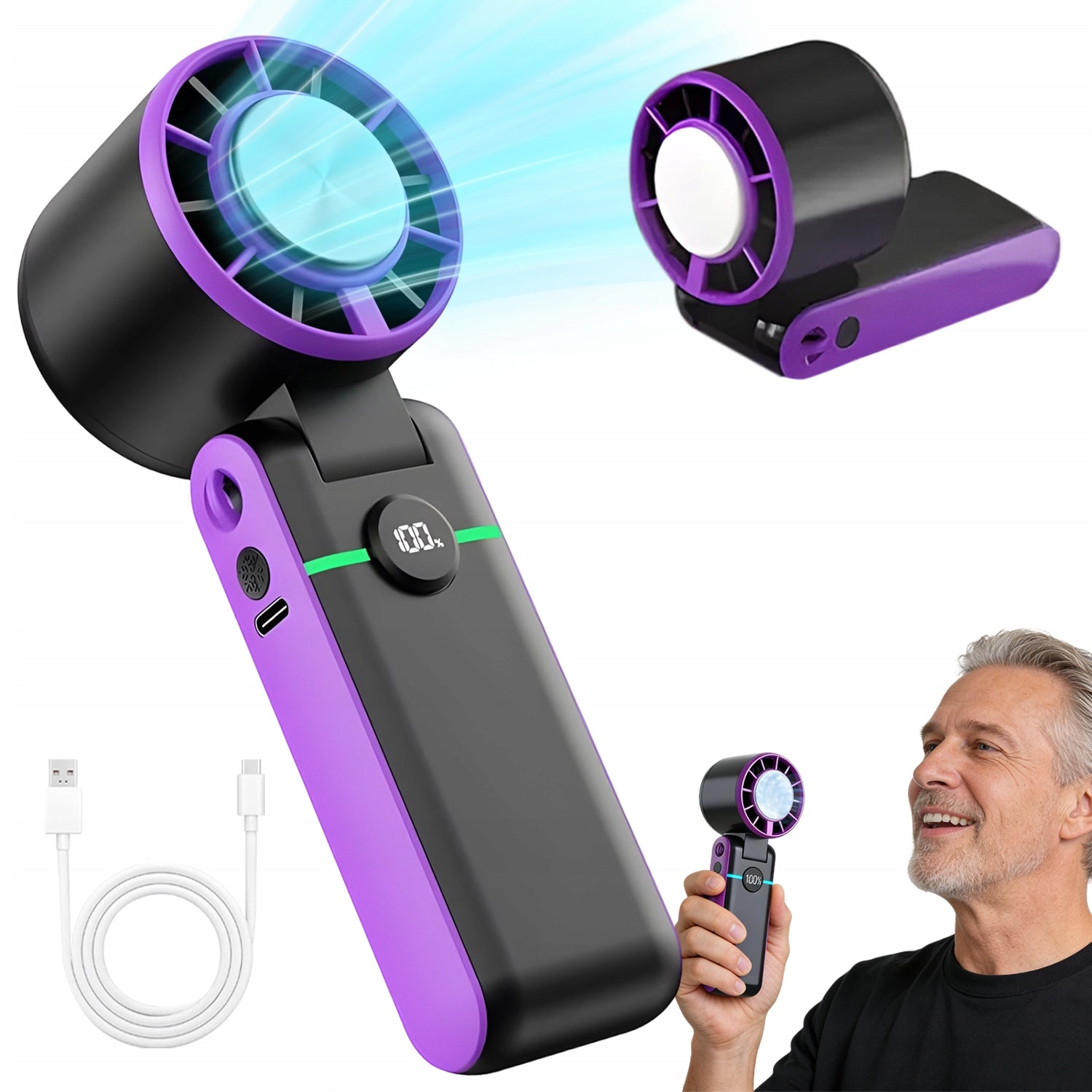 5 SPEED ADJUSTABLE HANDHELD FAN, PORTABLE FAN FOR TRAVEL