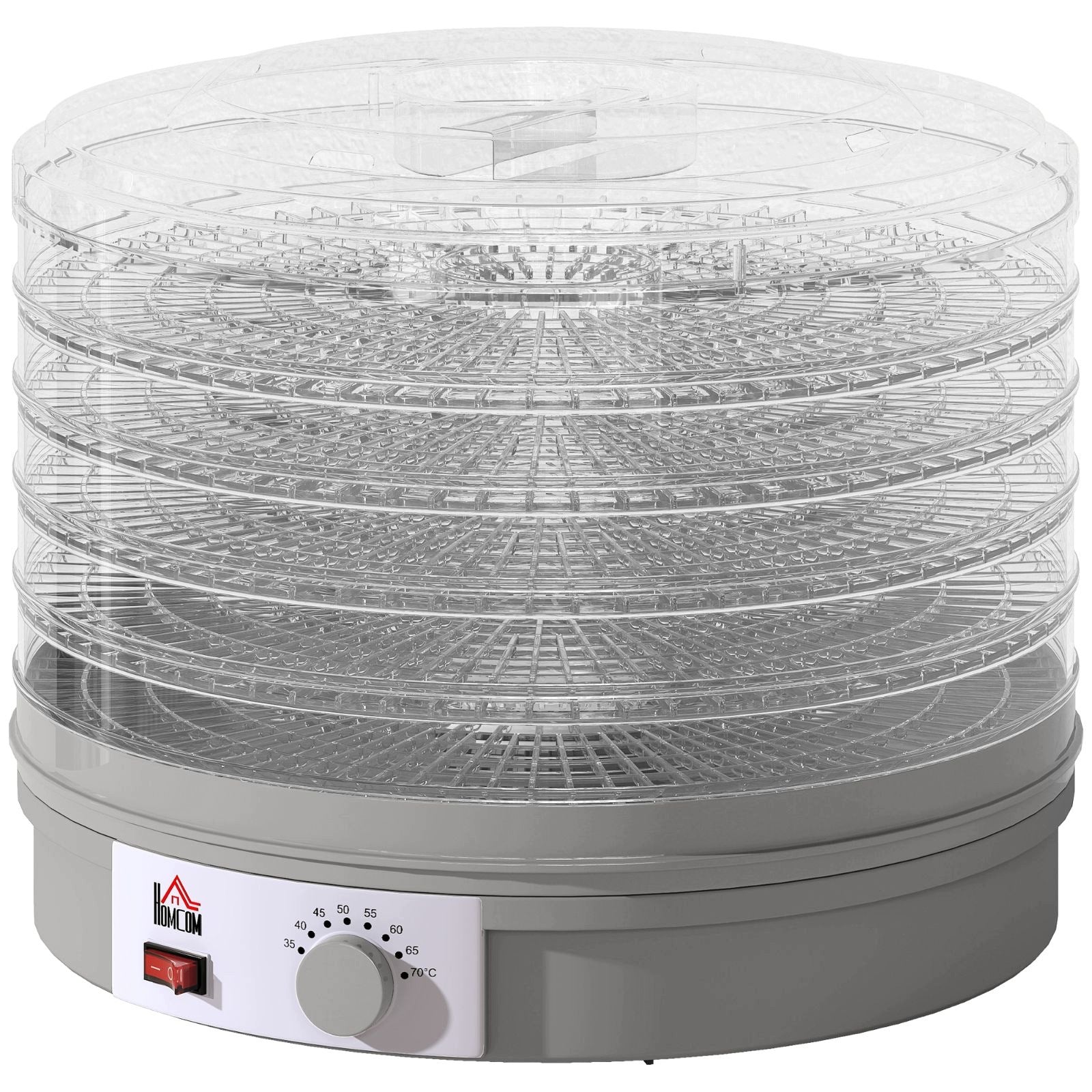 5-Tier Food Dryer 245W with Temperature Control, Gray Dominant color white