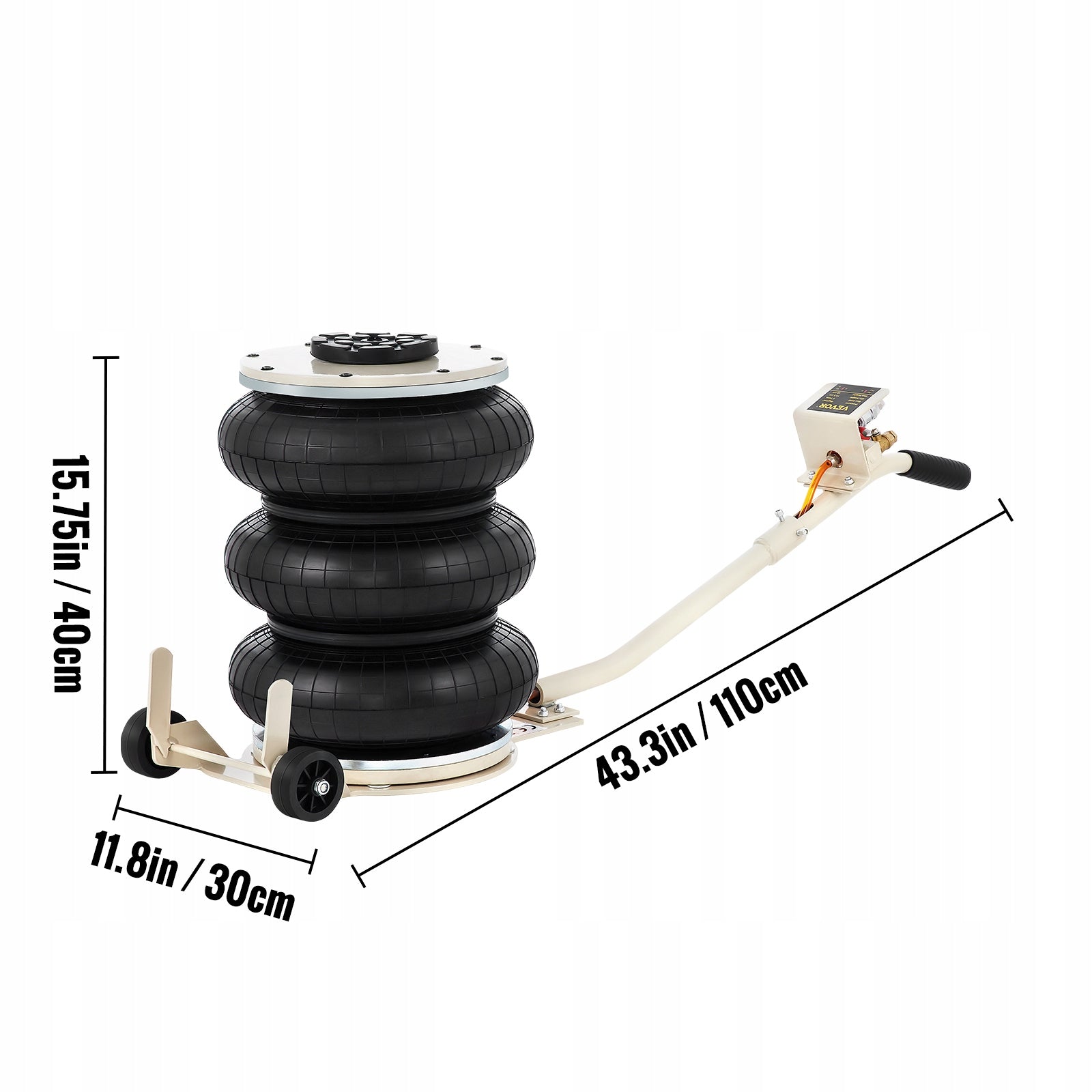 5 Ton 11023 lbs Pneumatic Jack Triple Bag 6.5-16Inch Fast Lifting Brand no brand