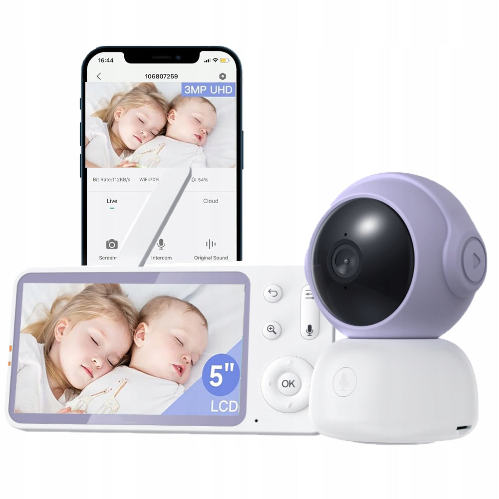 5" baby monitor with 2K camera and PTZ app control