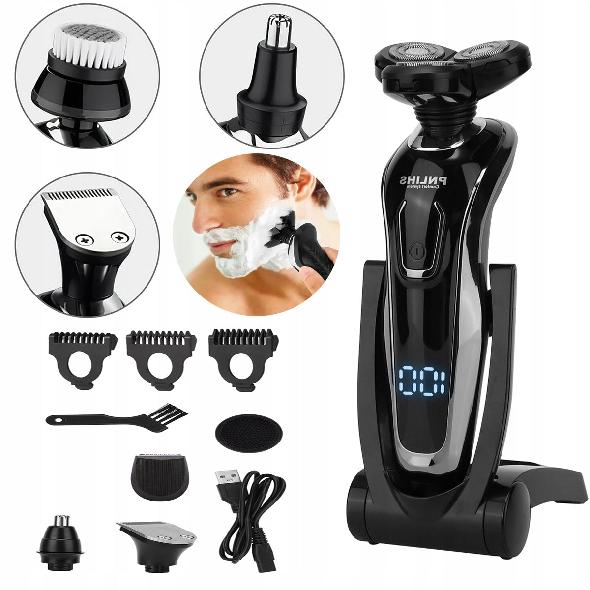 5 in 1 Digital Electric Shaving USB Charging Gun as Gift