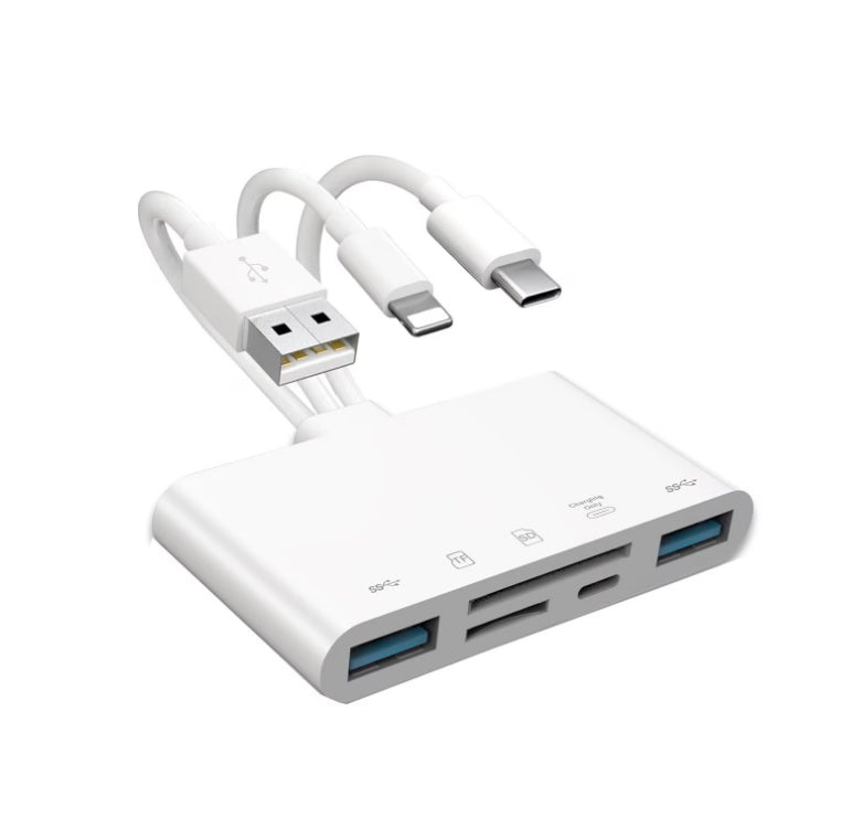 5-in-1 memory card reader, USB 3.0, Lightning/SD/TF, Type-C interface