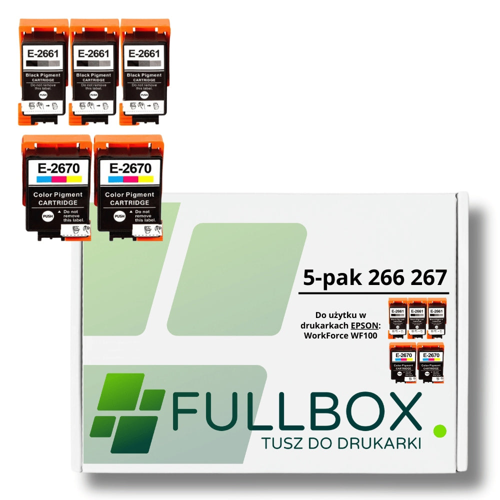 5-pack ink for EPSON 267 266 T2670 T2661 WorkForce WF-100 FULLBOX