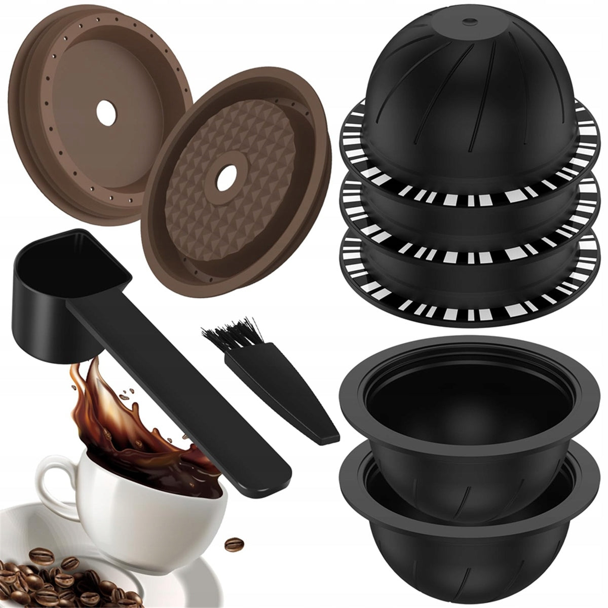 5 pcs Reusable Vertuo Capsules for Nespresso Machine, Manufacturer code 4711048939097