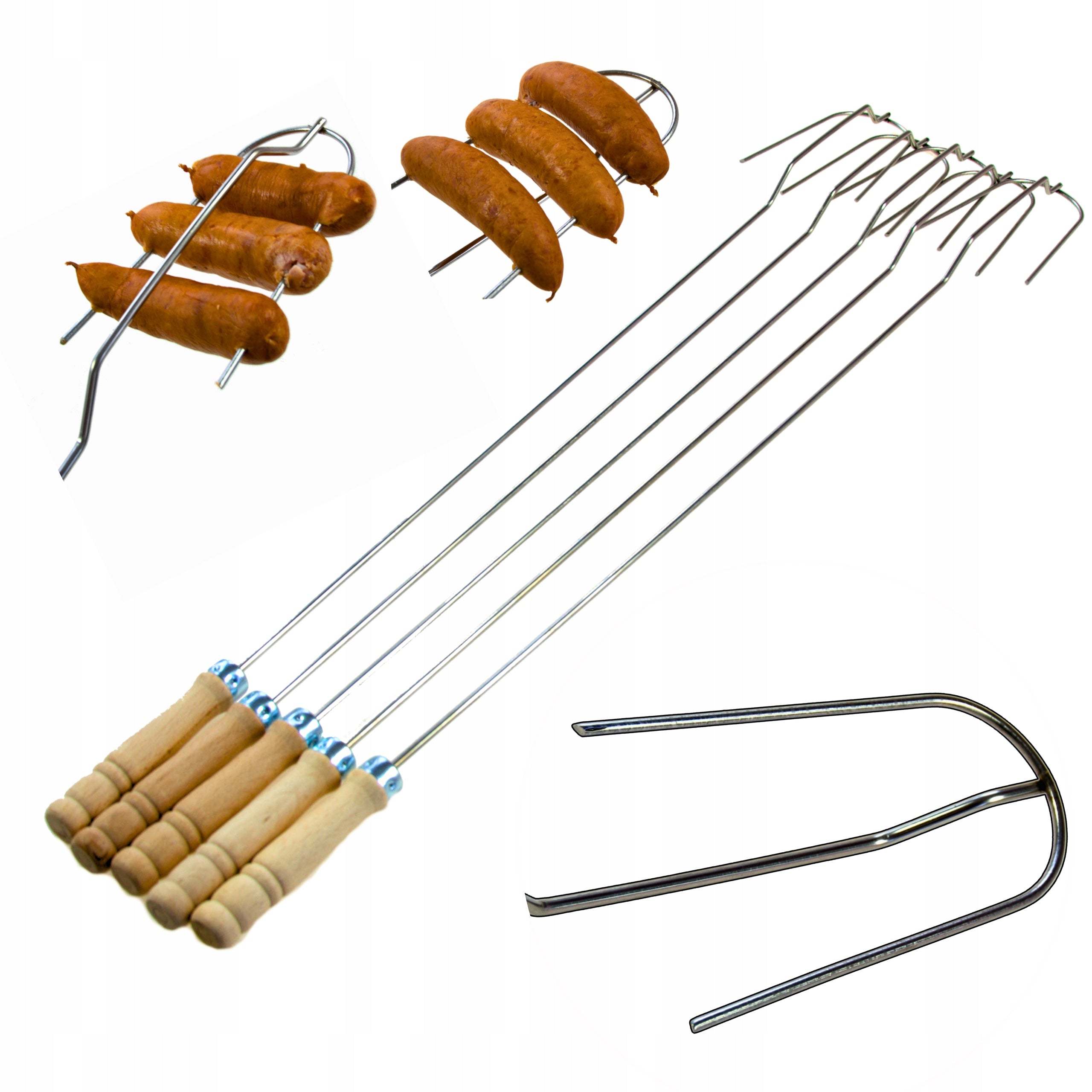 5 x FIRE PIT STICKS STAINLESS STEEL FORK STICK FOR FIRE SAUSAGE FORKS Manufacturer Duda-pol