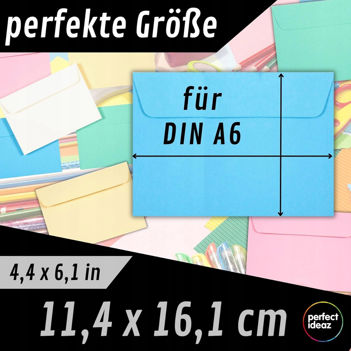 50 PASTEL ENVELOPES DIN C6 RECYCLED PAPER 5 COLORS MADE IN GERMANY Format A1