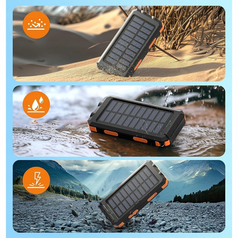 50000MAH SOLAR POWERED POWERBANK WITH LED LAMP AND COMPASS Battery capacity 30000 mAh