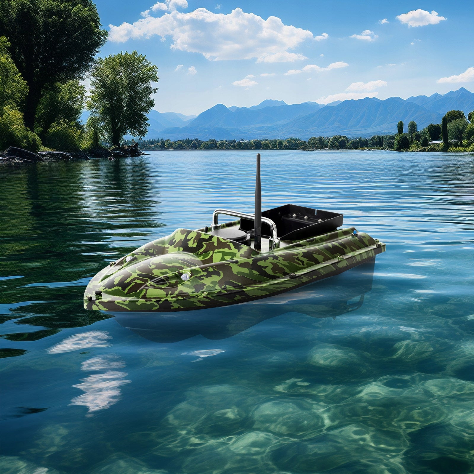 500M REMOTE FISHING BAIT BOAT CAMOUFLAGE WITH LED LIGHT Range 500 m