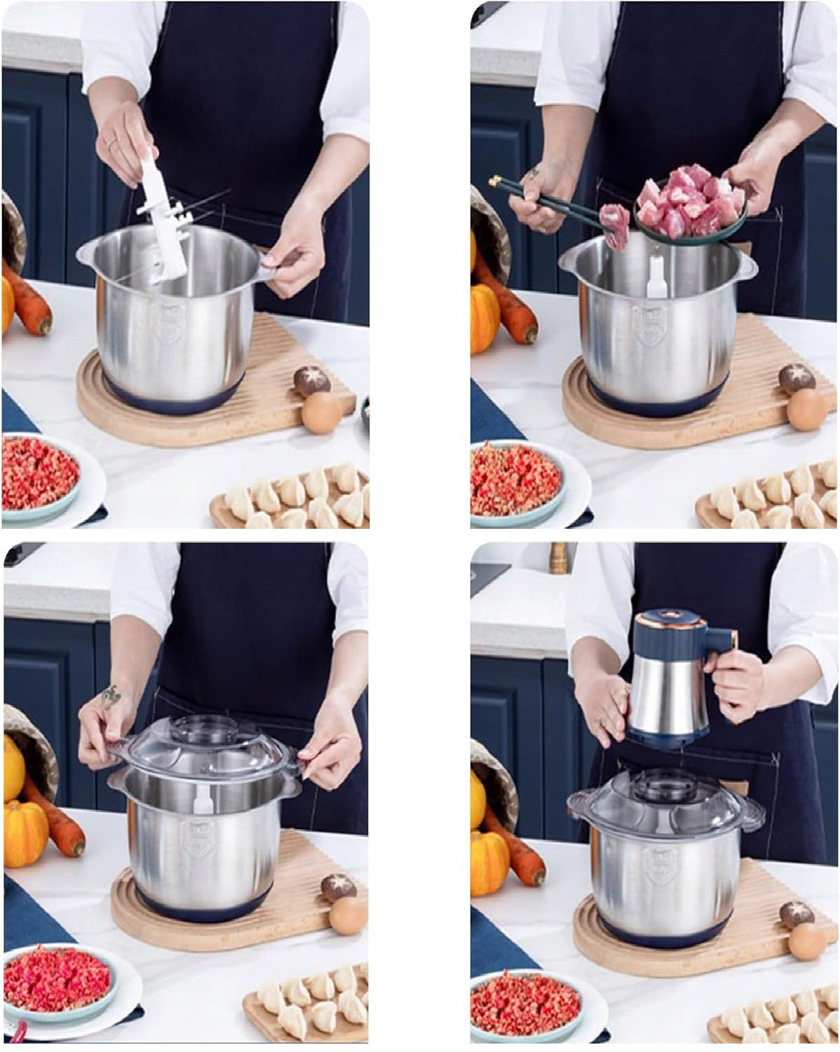 500W Food Processor, 5-Liter Stainless Steel Meat Shredder Dominant color silver