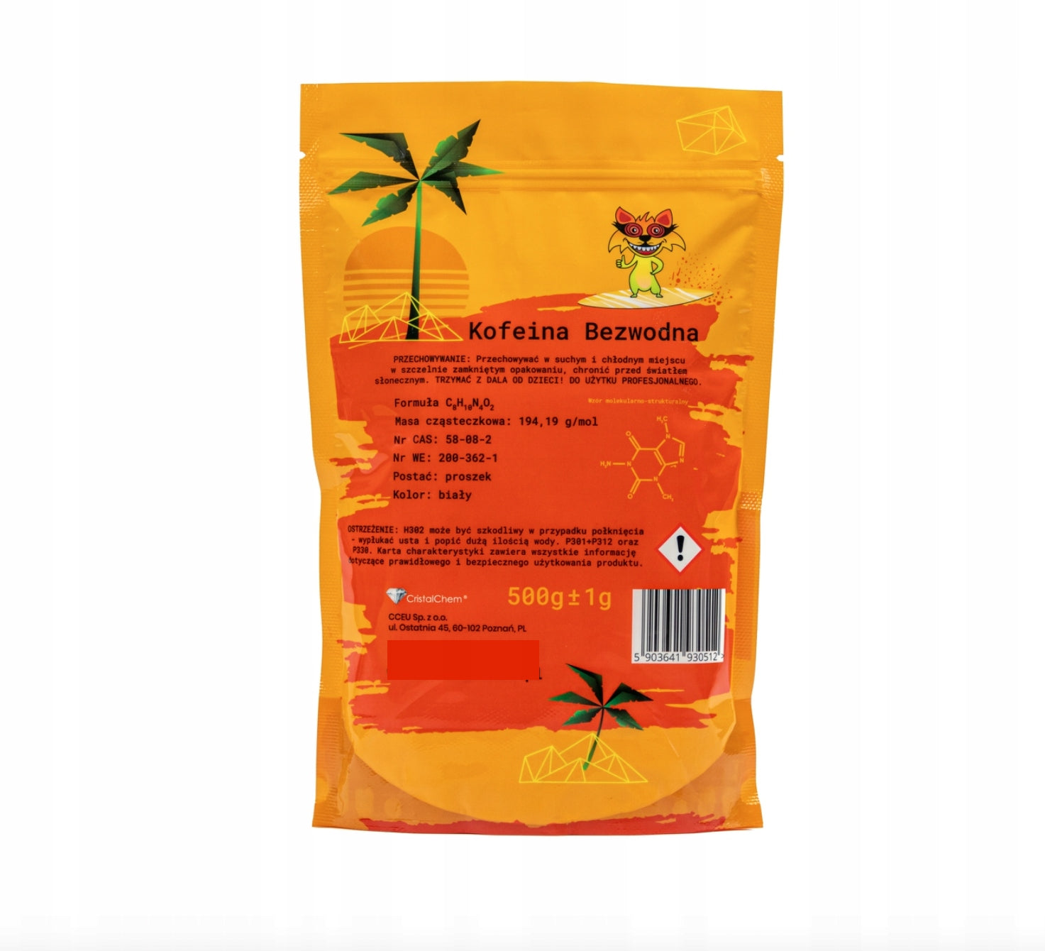 500g Caffeine Anhydrous * Fluffy * Indian * HiT EAN (GTIN) 5903641930512