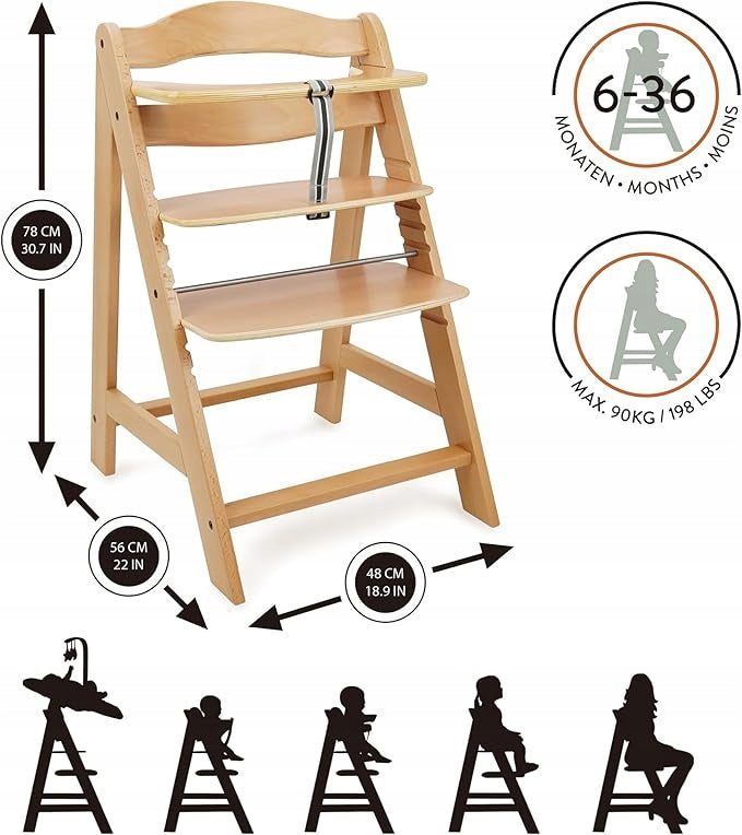 509 Crew SKY high chair set with lounger 2in1 wooden Color shades of brown and beige
