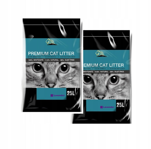 50L Cat Litter for Litter Box BENTONITE LAVENDER CLUMPING DUST-FREE
