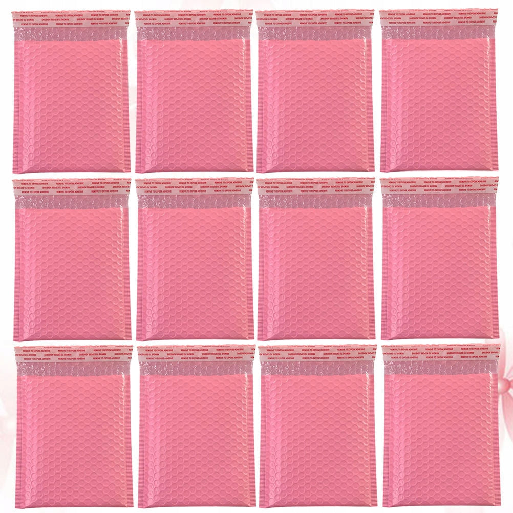 50Pcs Pink Bubble Storage Bag Shockproof Packaging Pouch for Delivery Width 15 cm