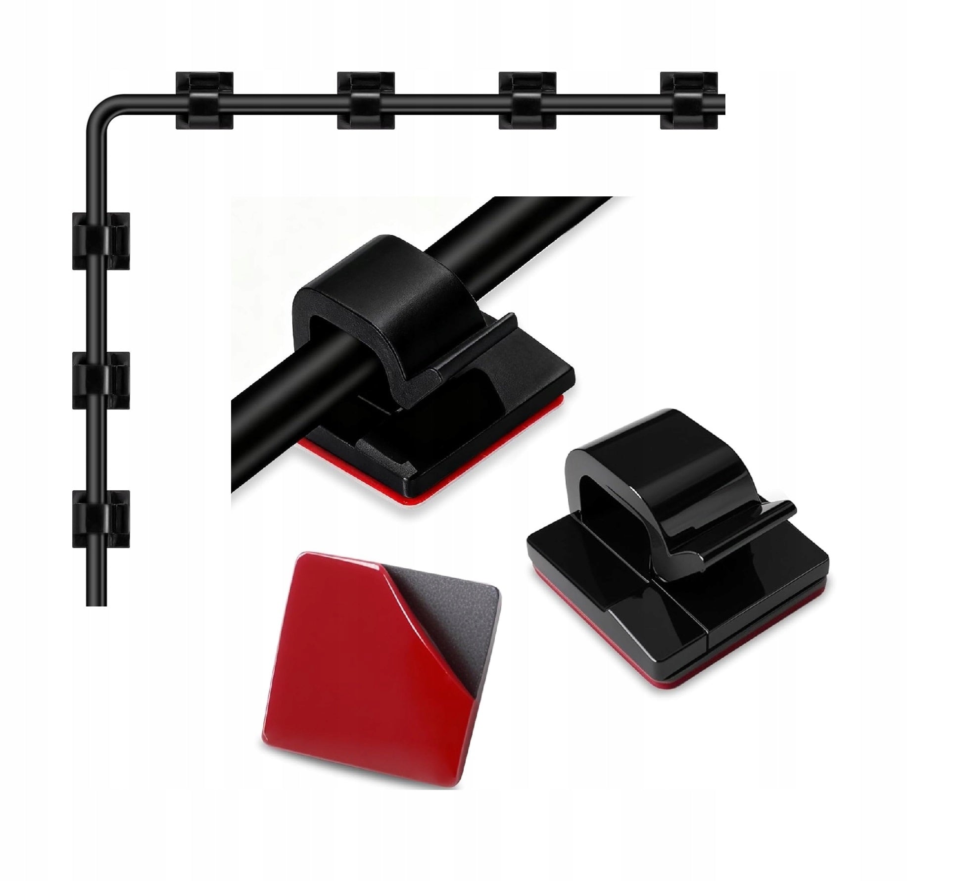 50Pcs Self-Adhesive Clips Strong Adhesive No Drilling Cable Organizer Manufacturer code Klipsy black