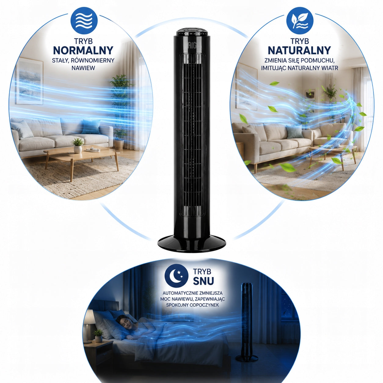 50W FLOOR COLUMN FAN WITH REMOTE CONTROL TIMER OSCILLATION 80CM QUIET Manufacturer code WENTYLATOR KOLUMNOWY PODŁOGOWY 50W Z PILOTEM